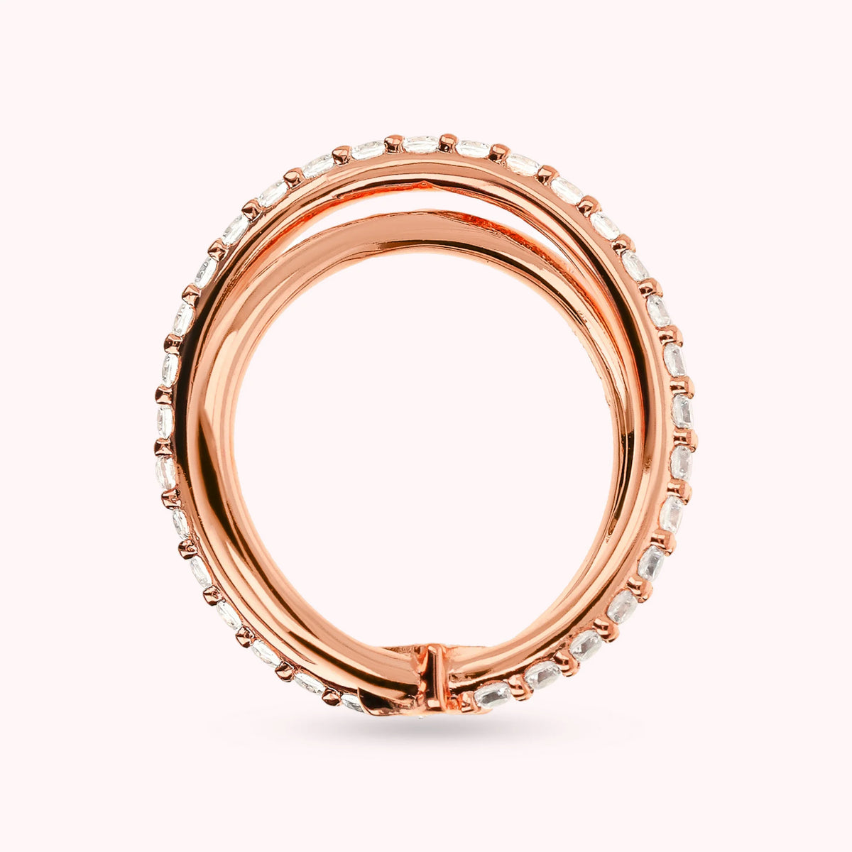Étoile Braided Double Ring with Cubic Zirconia