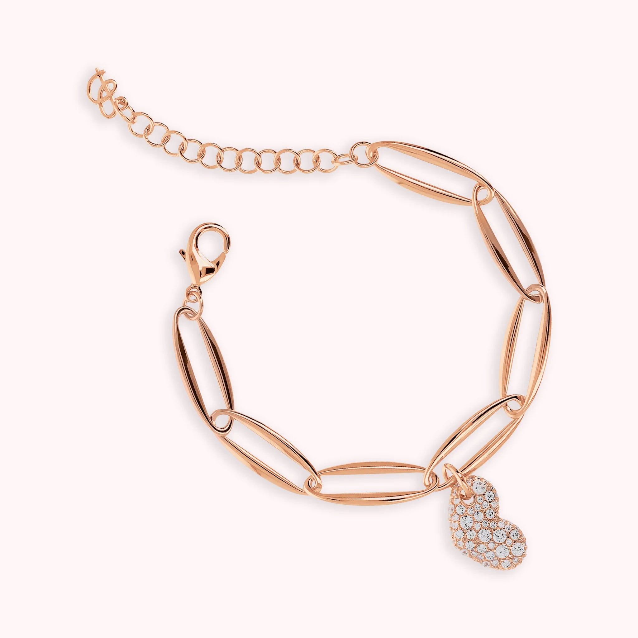Marquise Link Bracelet and Cubic Zirconia Pavé Heart