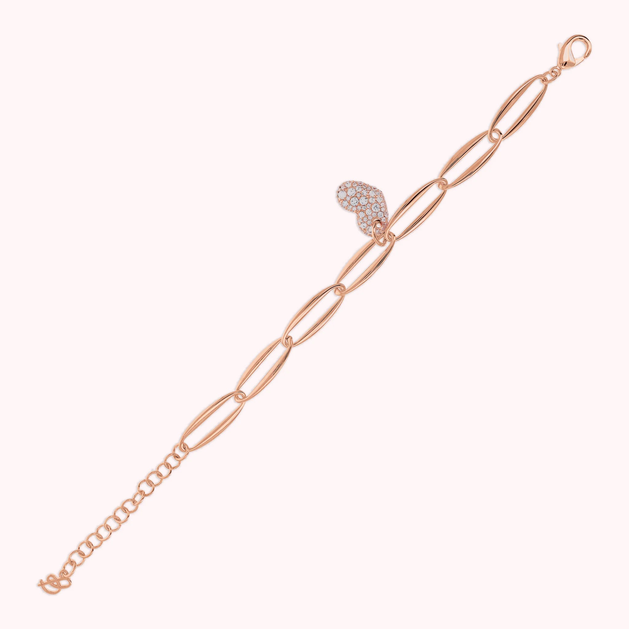Marquise Link Bracelet and Cubic Zirconia Pavé Heart
