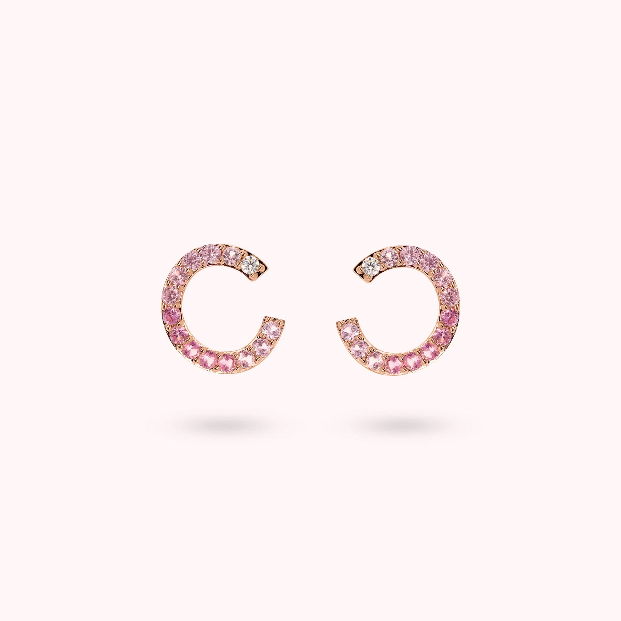 Semicircle Lobe Earrings with Cubic Zirconia