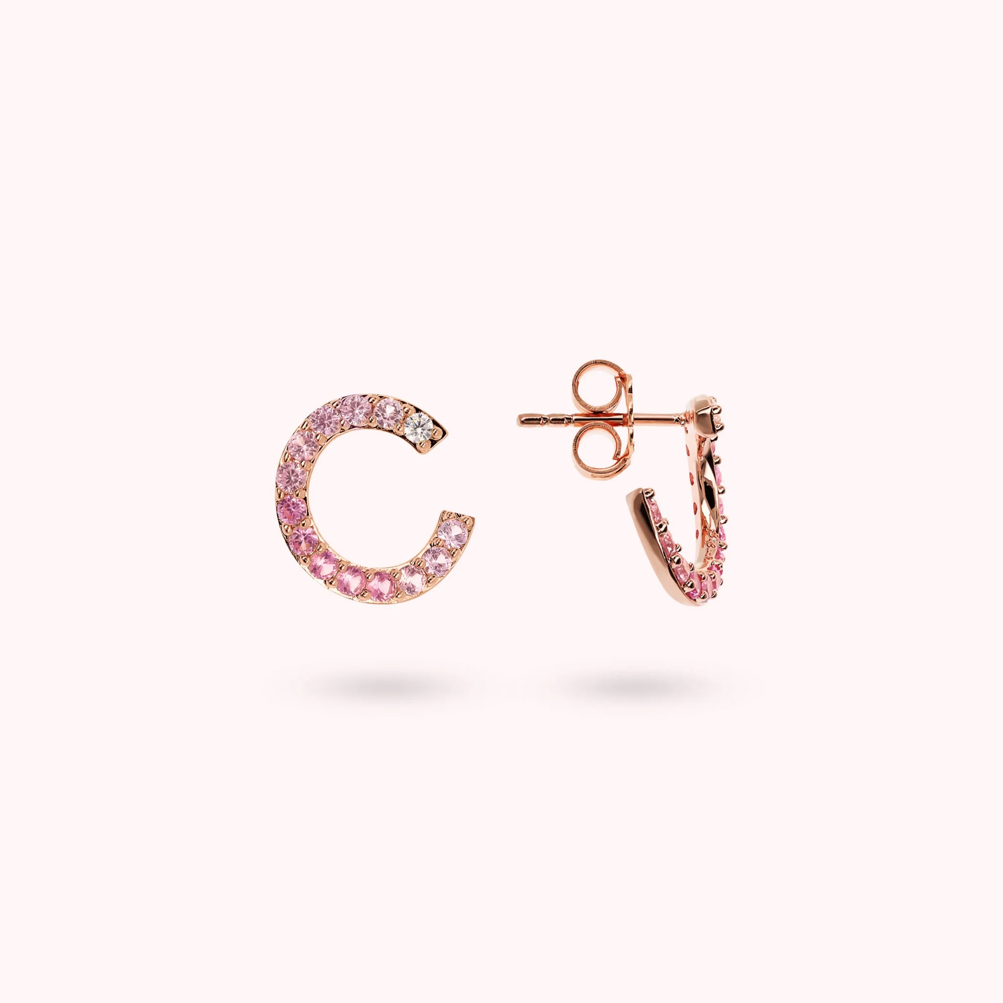 Semicircle Lobe Earrings with Cubic Zirconia