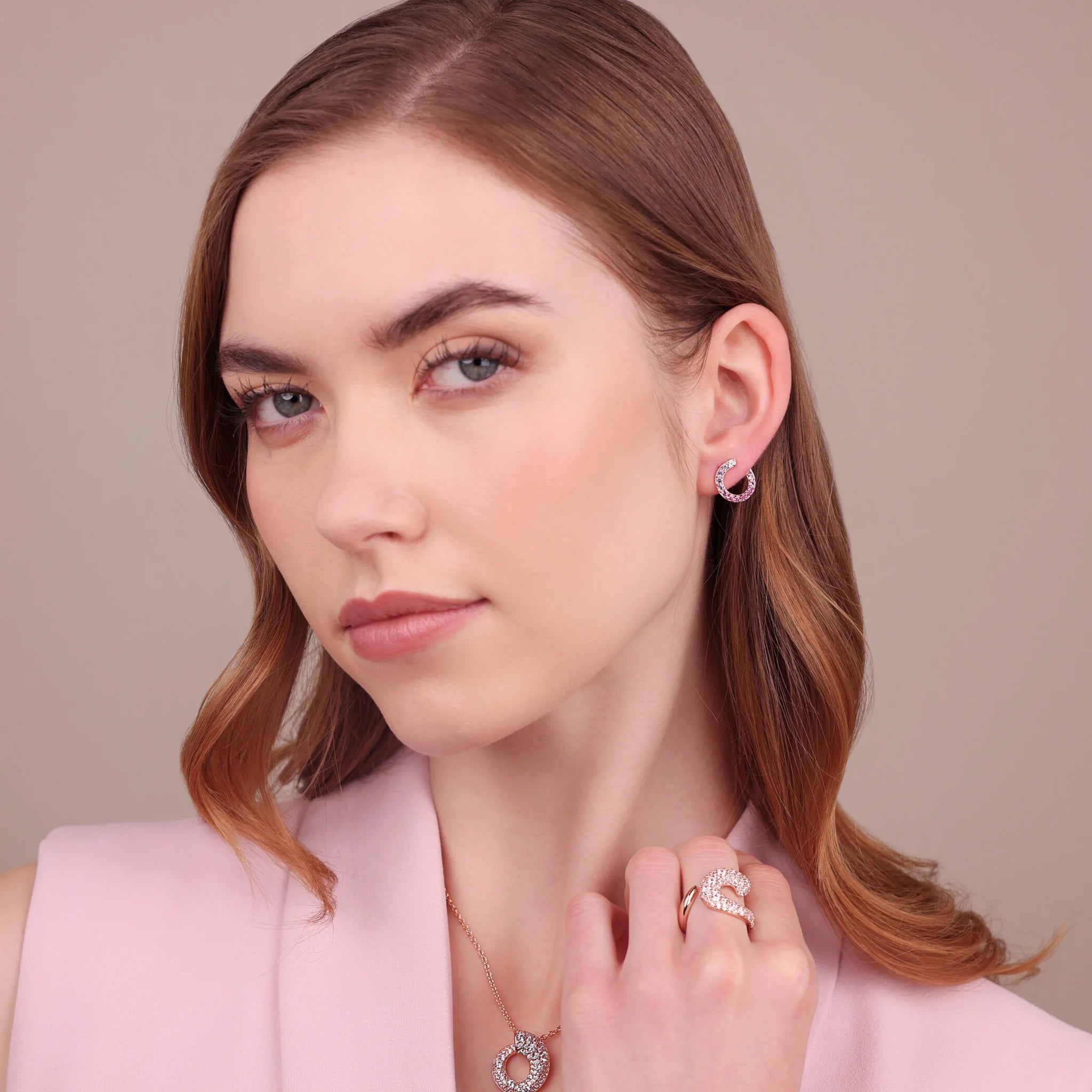 Semicircle Lobe Earrings with Cubic Zirconia