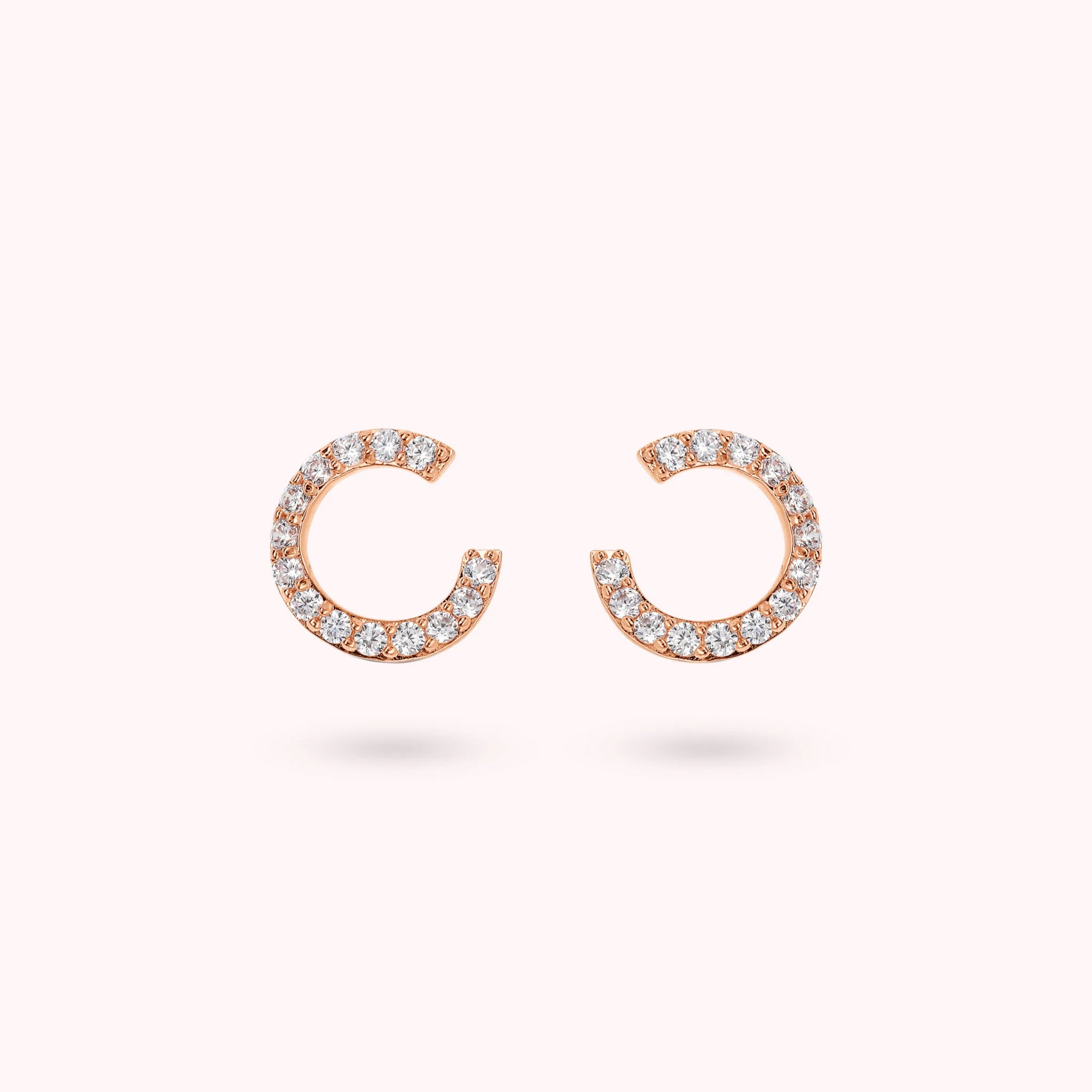 Semicircle Lobe Earrings with Cubic Zirconia