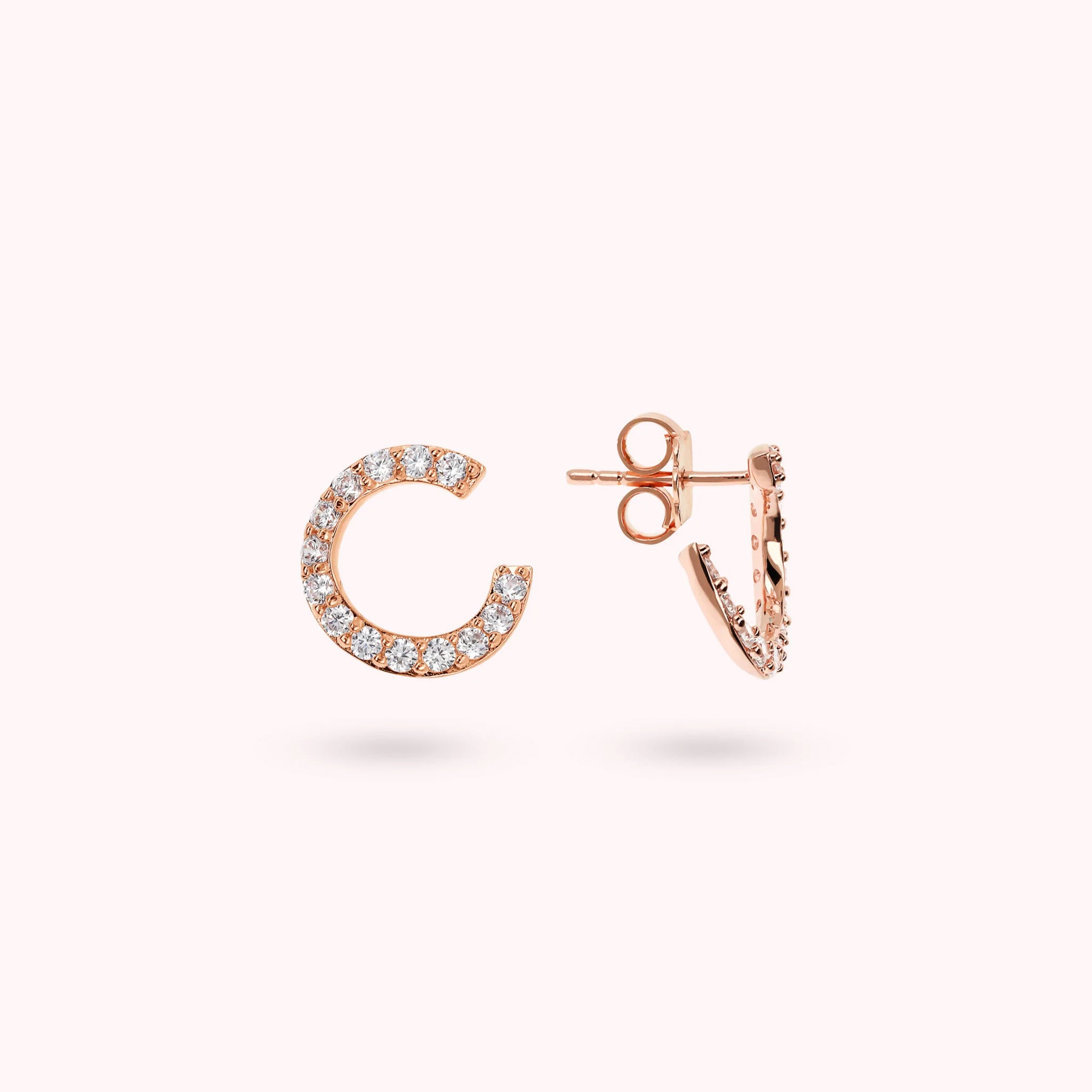 Semicircle Lobe Earrings with Cubic Zirconia