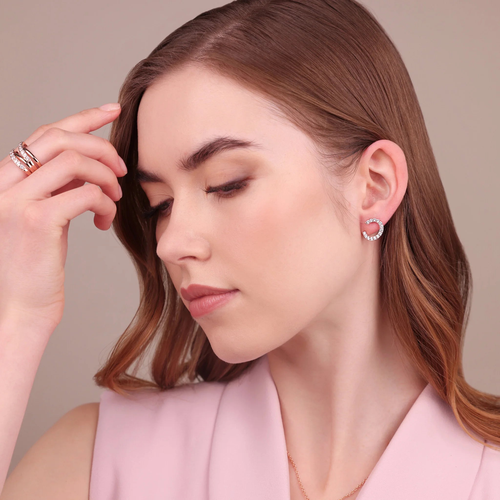 Semicircle Lobe Earrings with Cubic Zirconia
