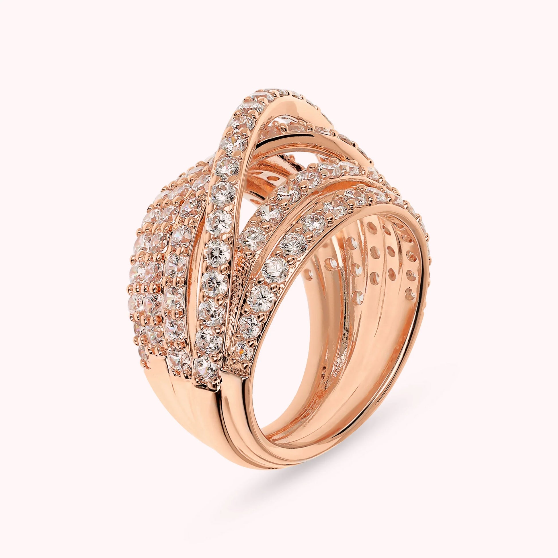 Bague multibrins croisée avec zircon cubique