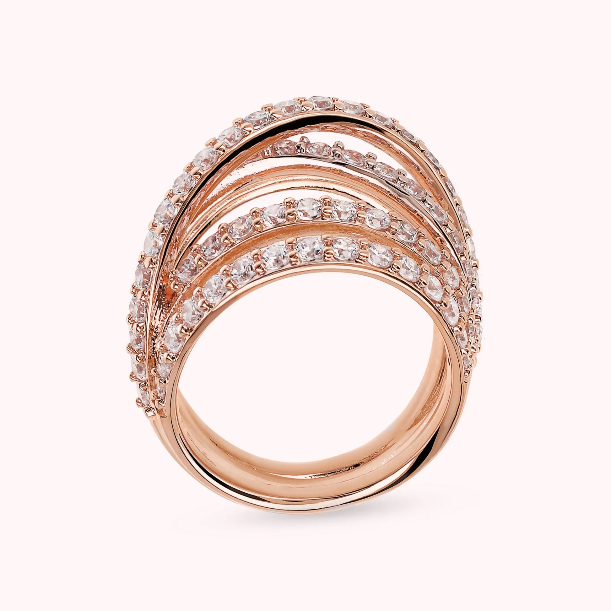 Bague multibrins croisée avec zircon cubique