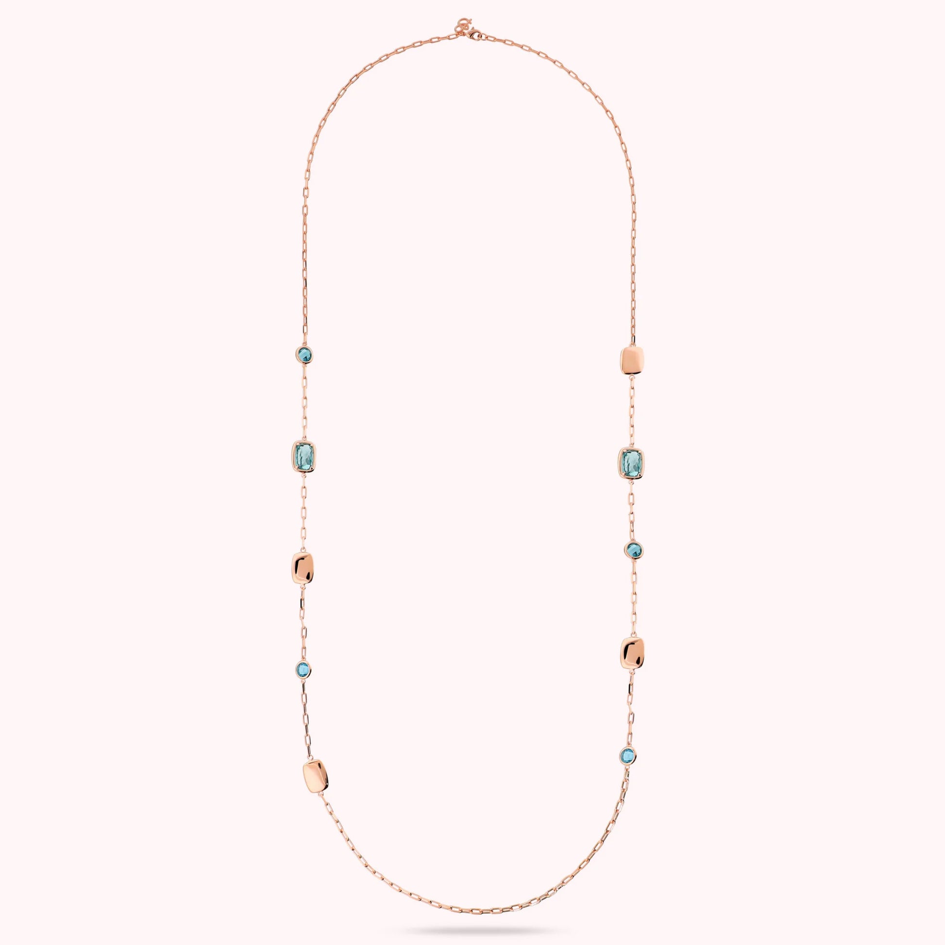 Collana Lunga con Pepite e Prisma Gem Tonde e a Baguette