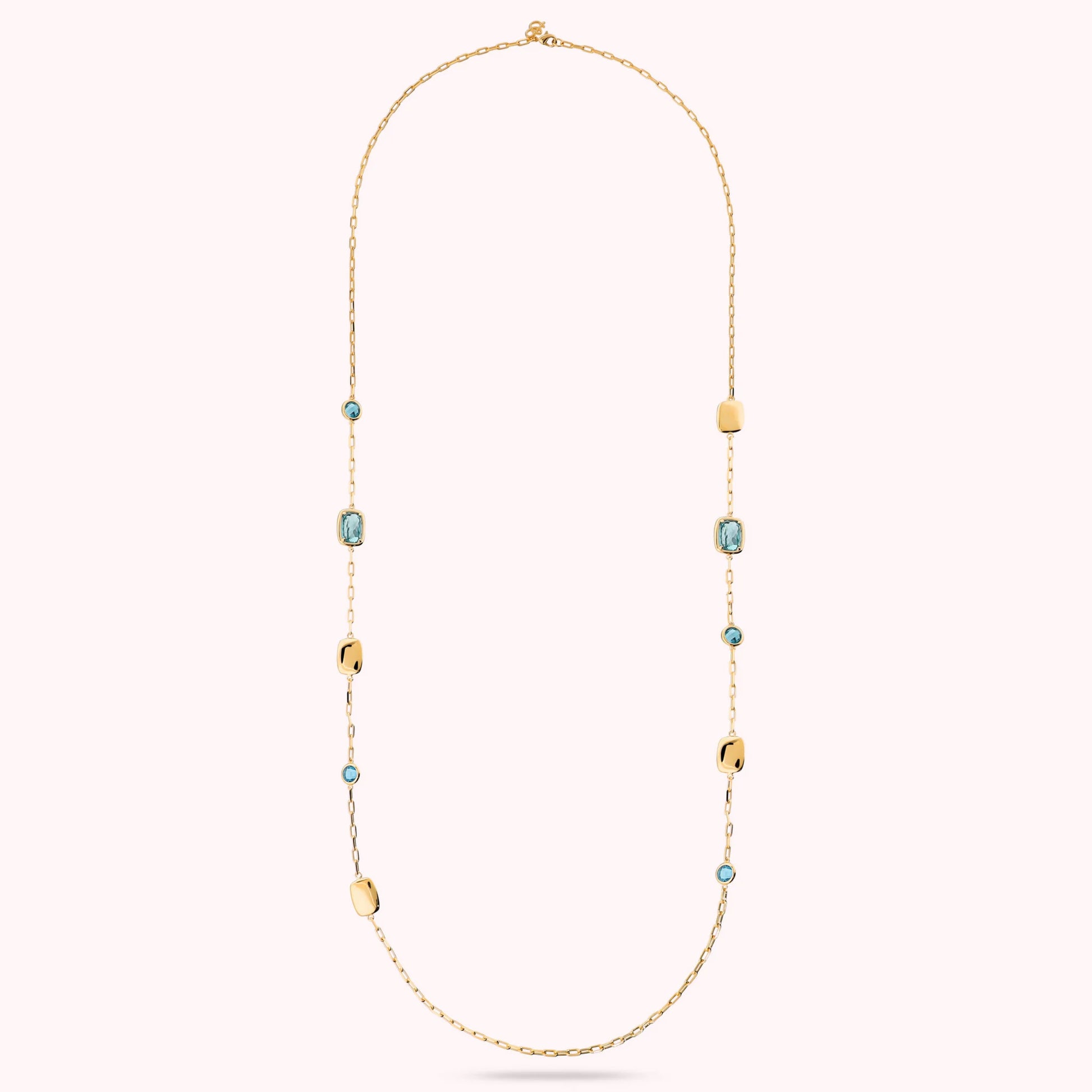 Collana Lunga con Pepite e Prisma Gem Tonde e a Baguette