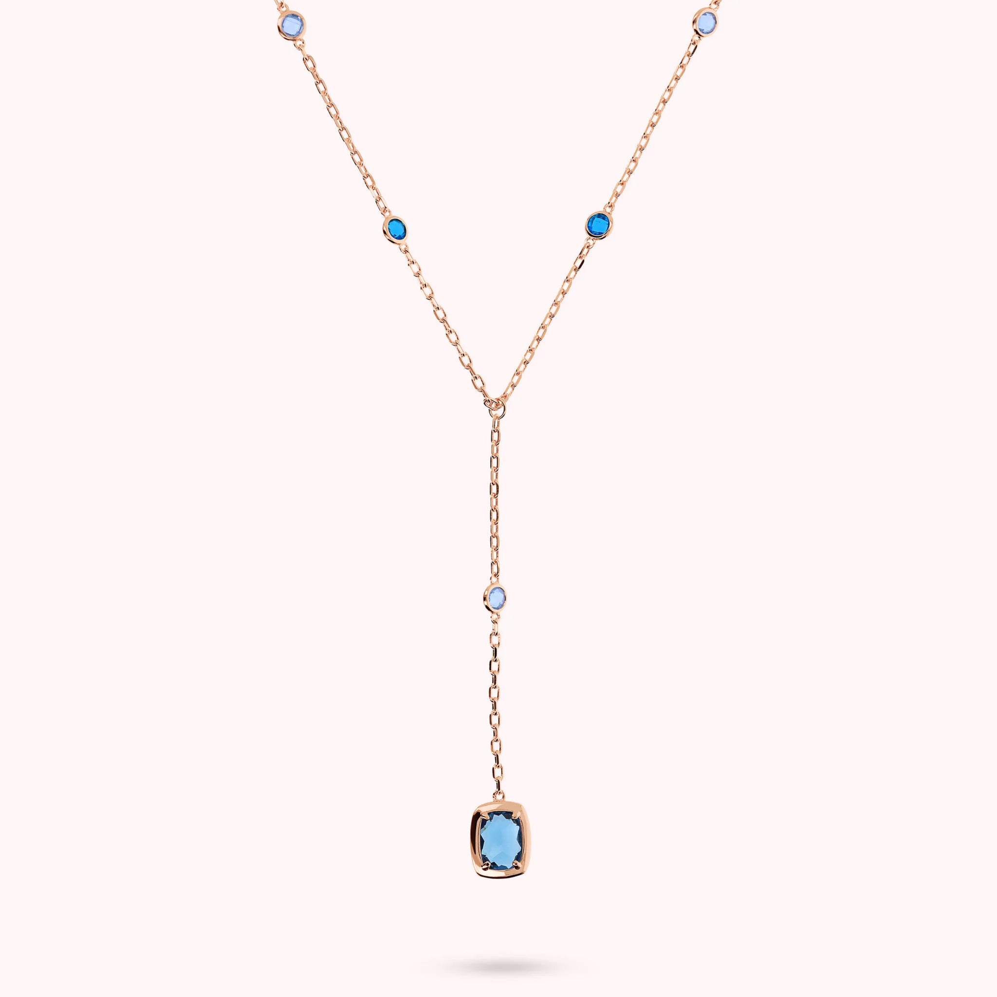 Collana a Cravatta con Prisma Gem Tonde e a Baguette