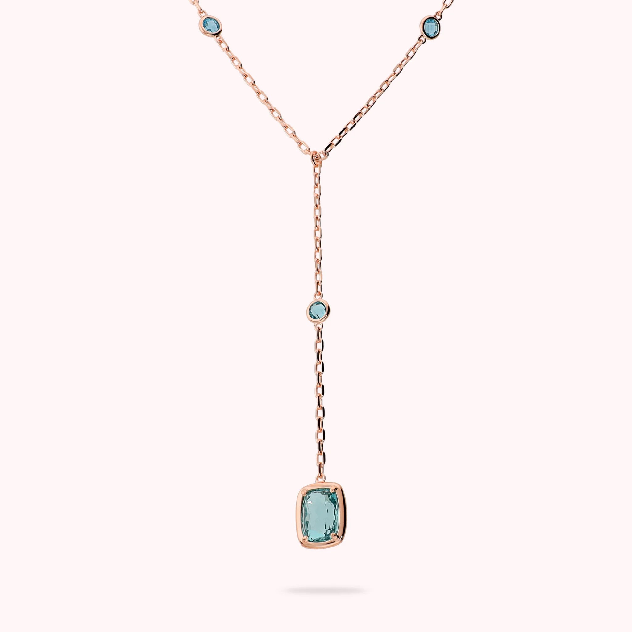 Collana a Cravatta con Prisma Gem Tonde e a Baguette