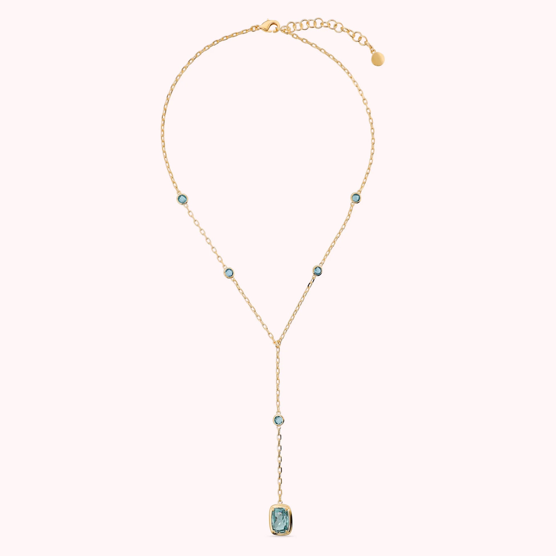 Tie Necklace with Round and Baguette Gem Prism