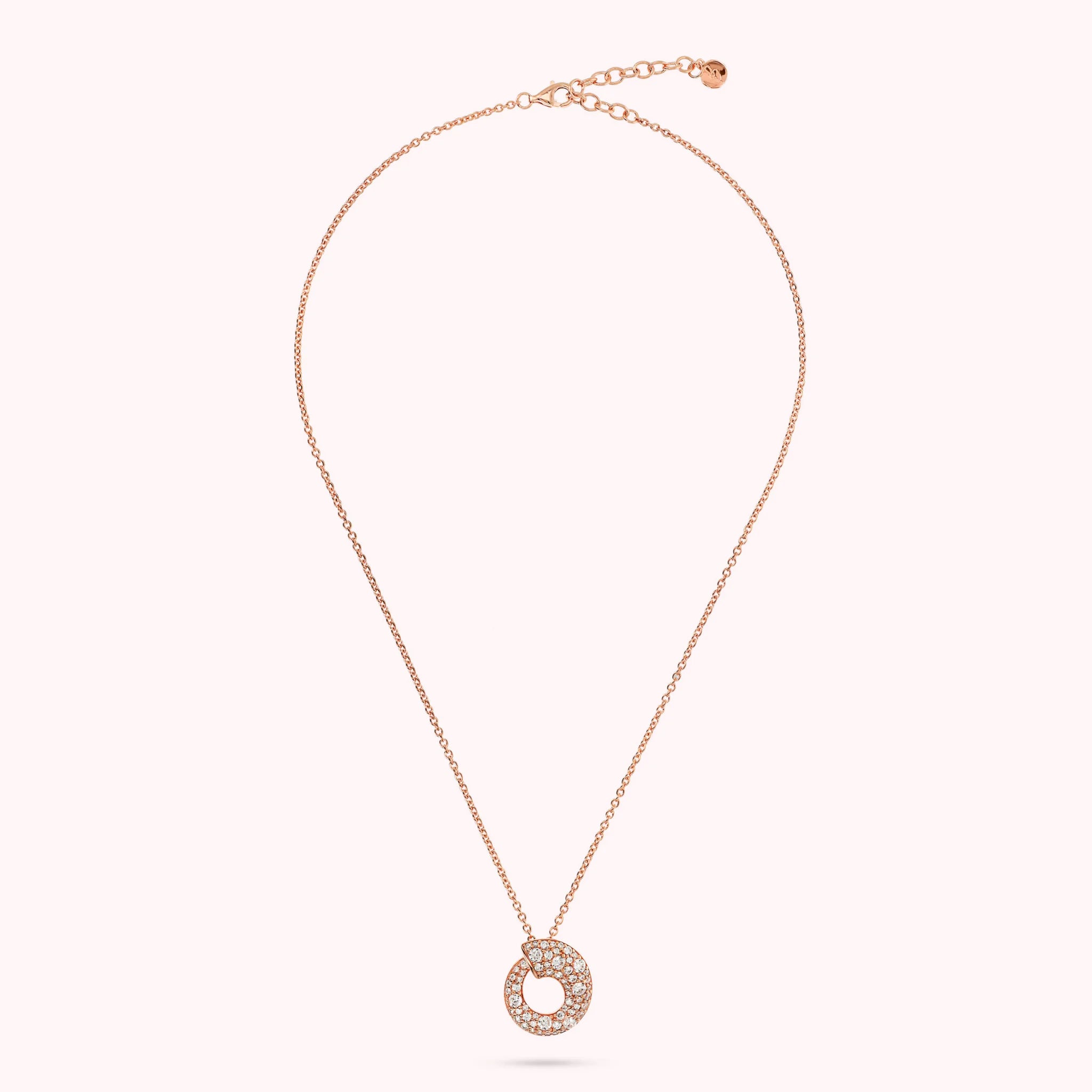 Collier à pendentif cercle gradué en pavé mixte