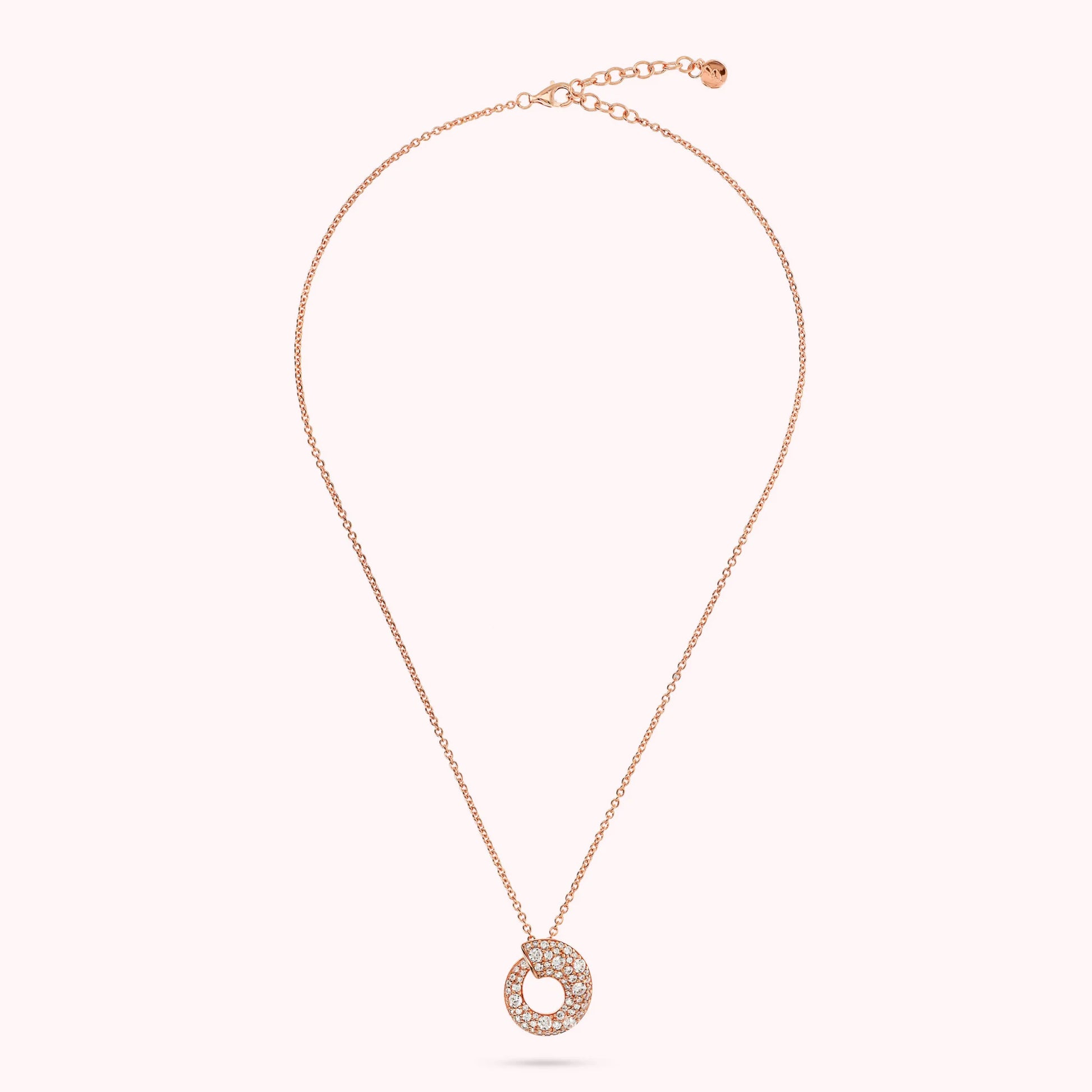 Mixed Pavé Graduated Circle Pendant Necklace