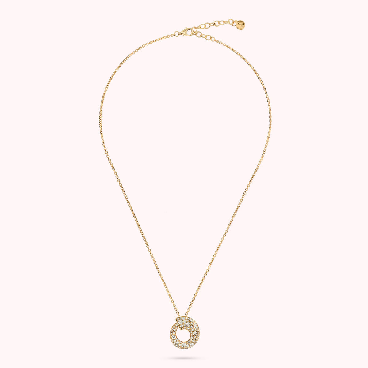 Collier en or avec pendentif cercle gradué en pavé mixte