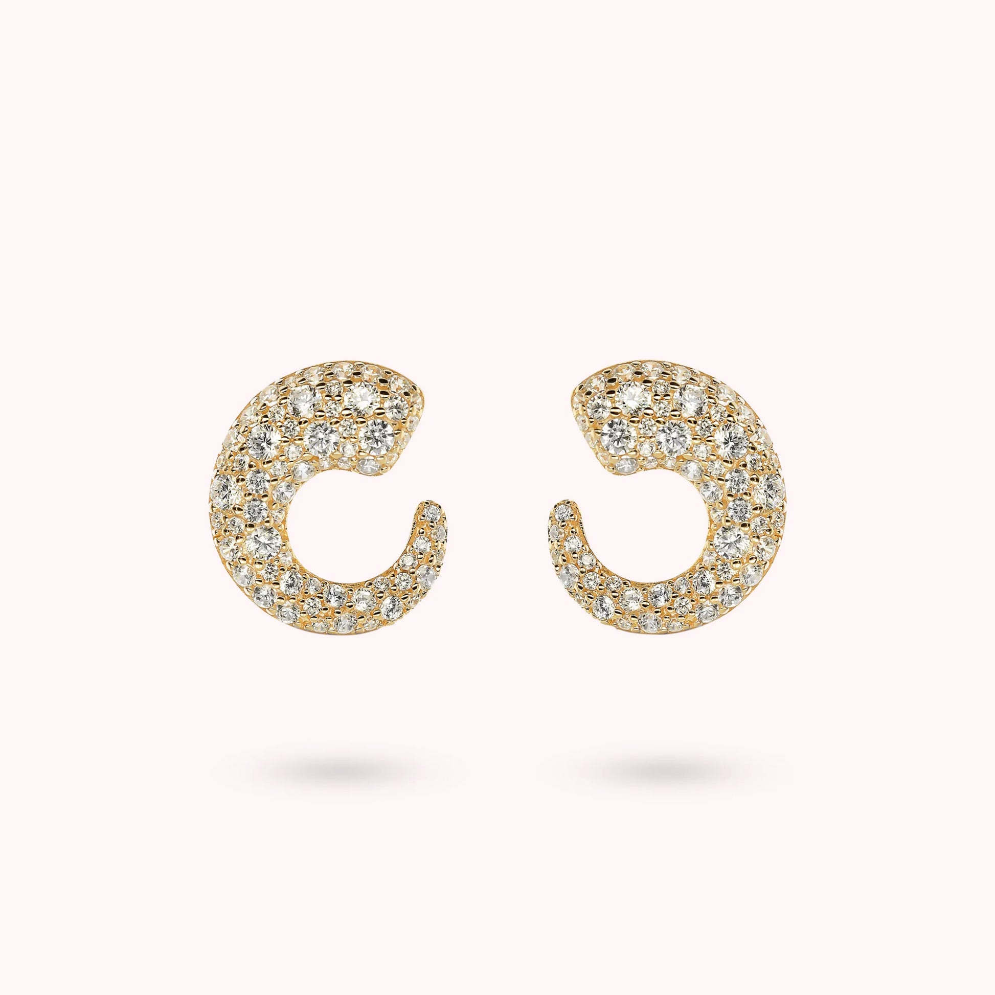 Boucles d'oreilles en pavé doré demi-cercle