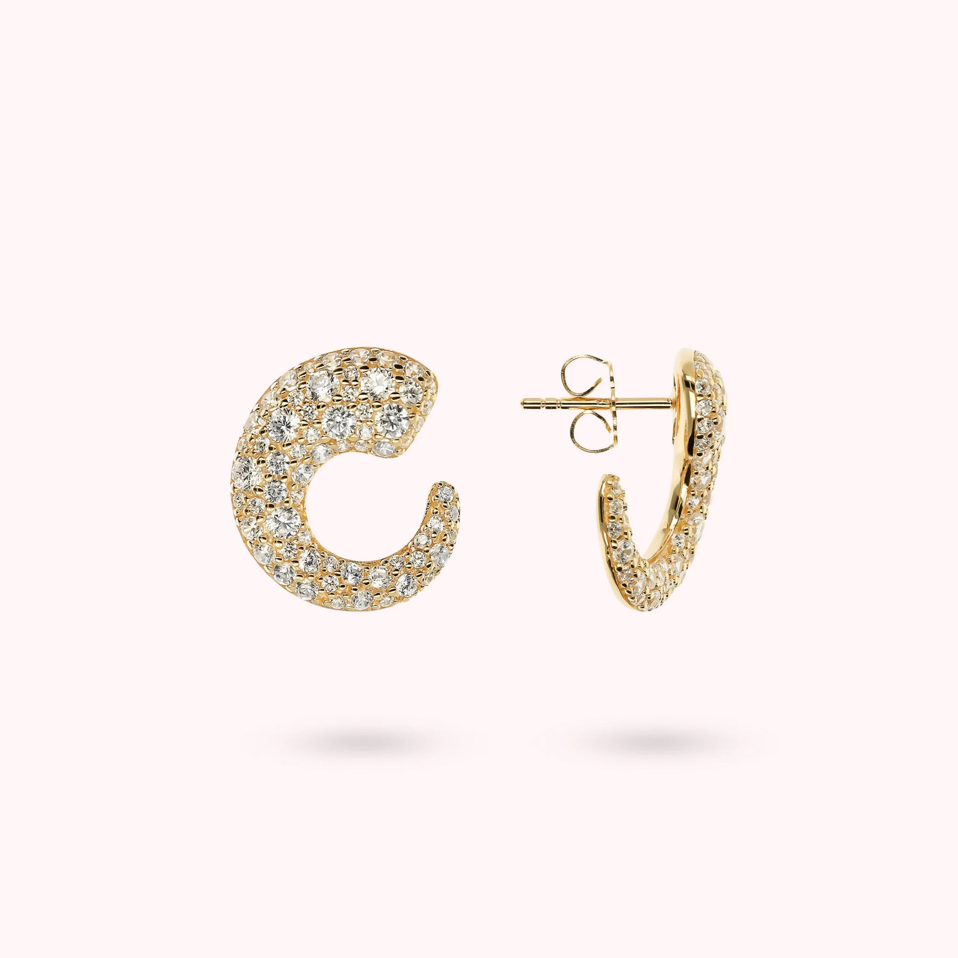 Boucles d'oreilles en pavé doré demi-cercle