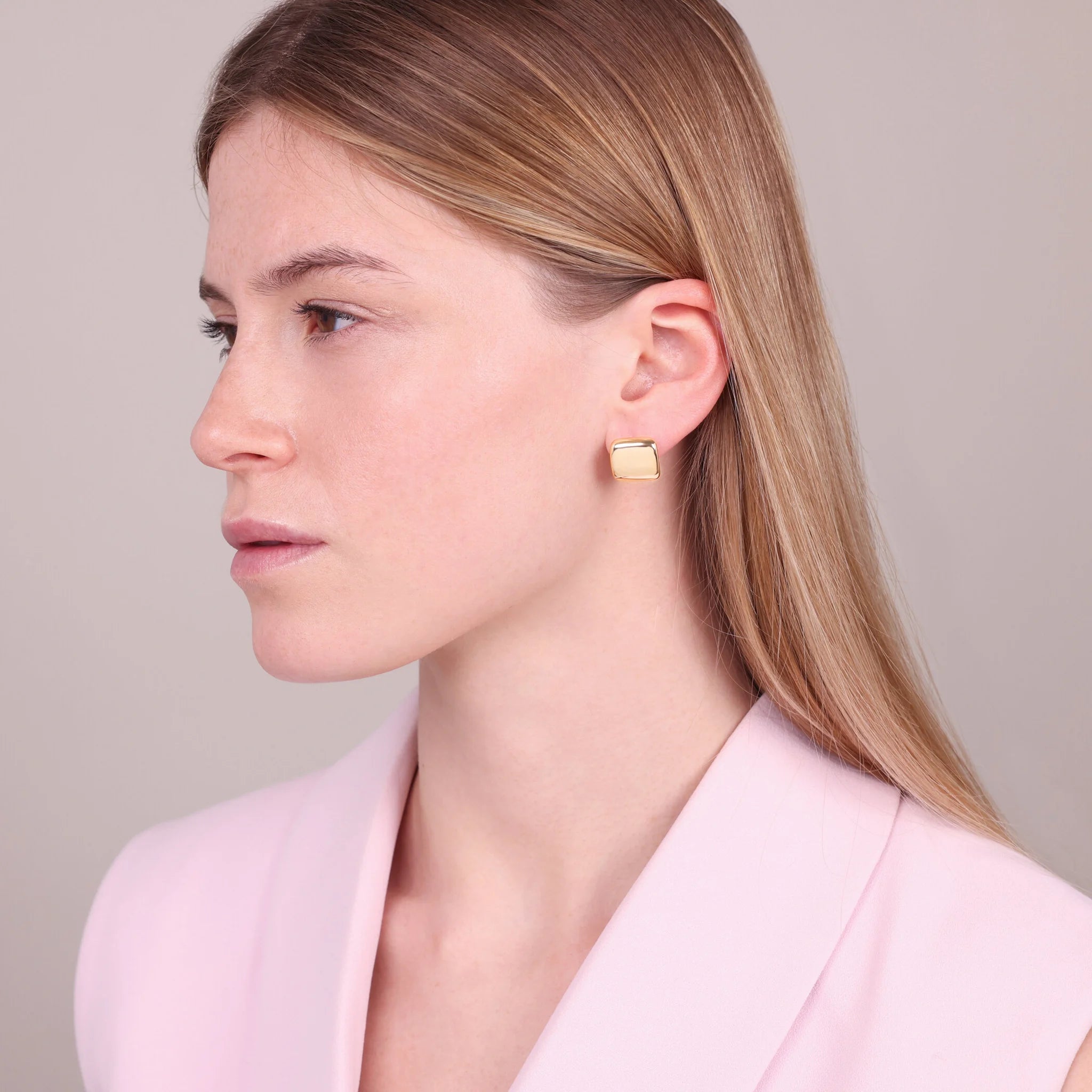 Golden Square Shiny Earrings