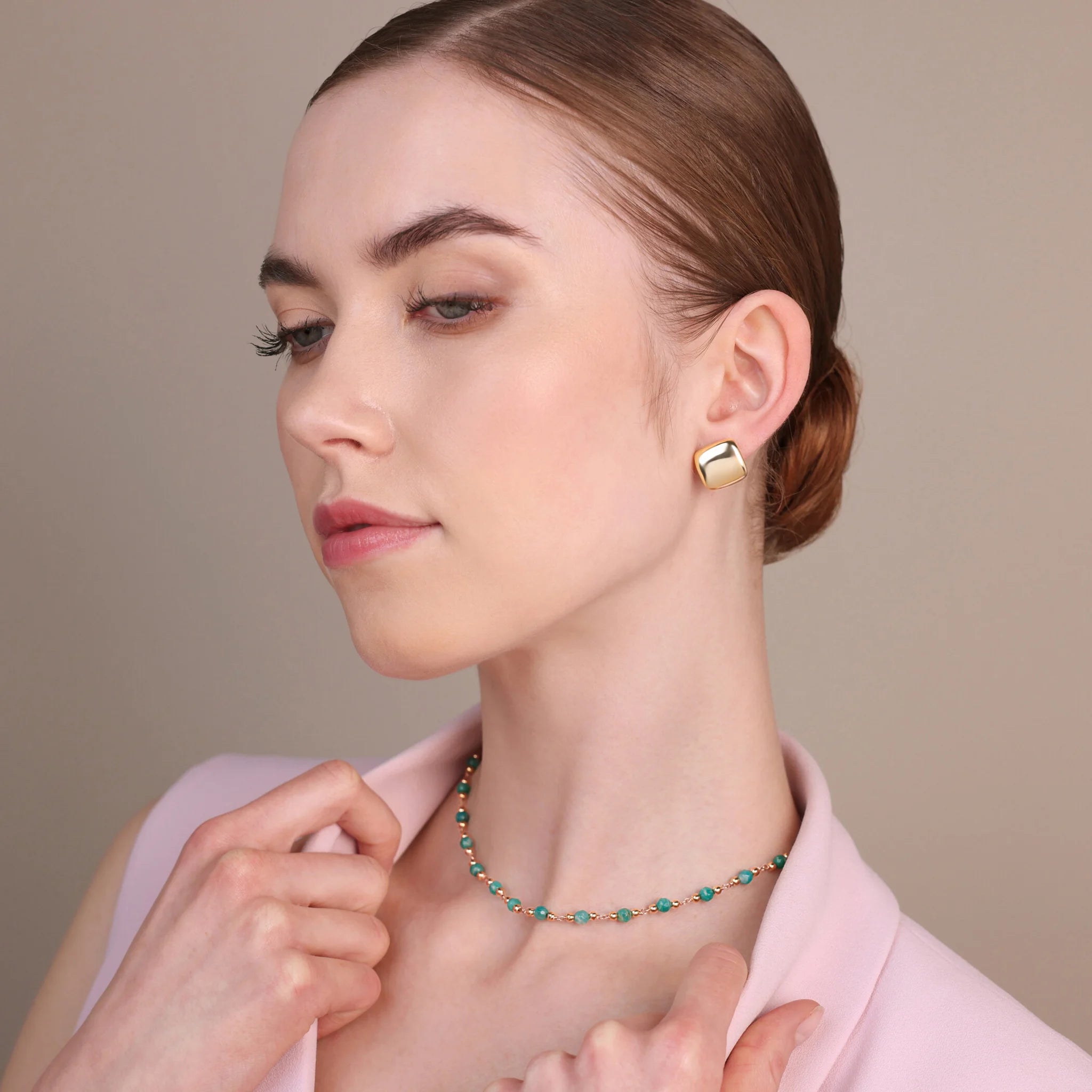 Golden Square Shiny Earrings