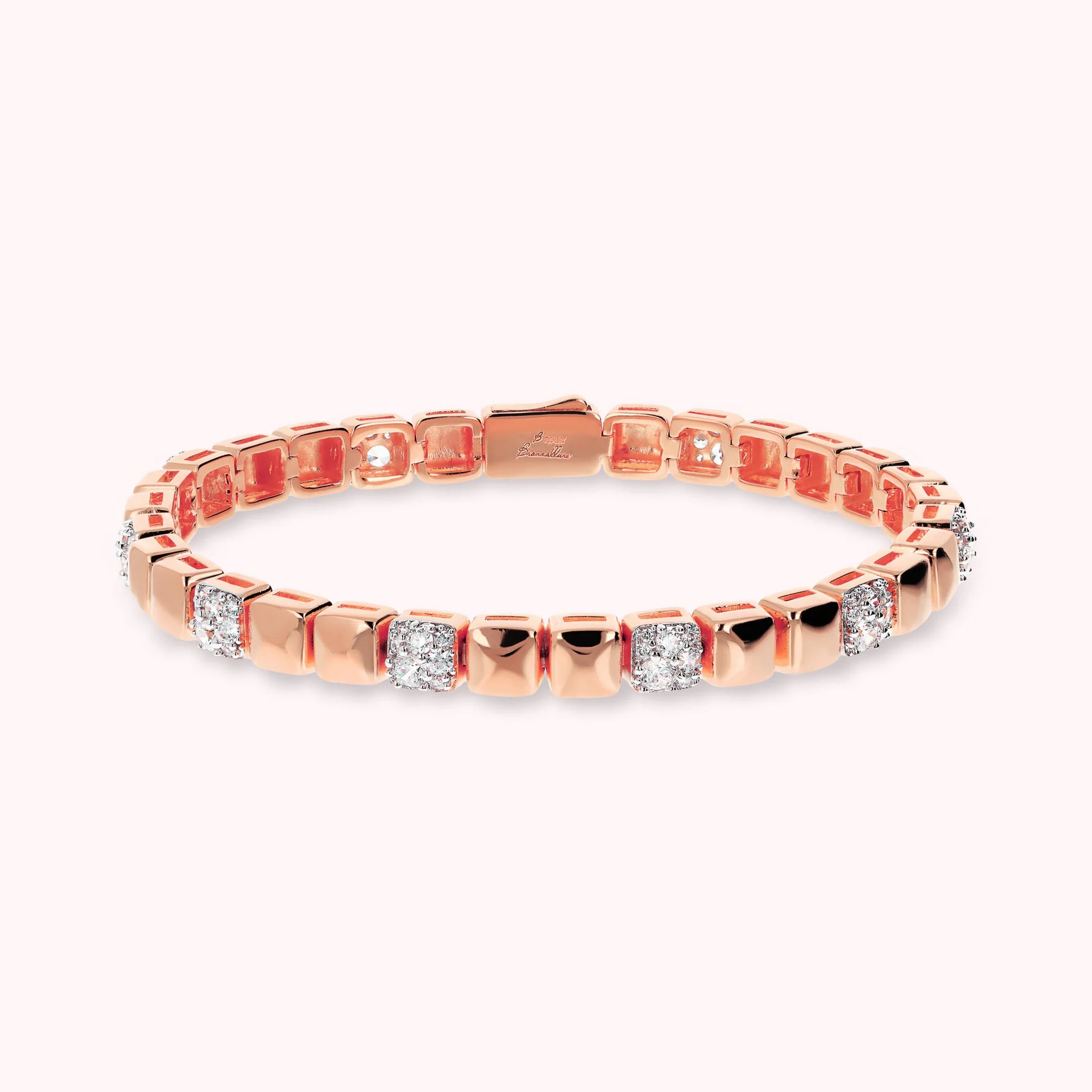 Cubic Zirconia Pave and Polished Square Elements Bracelet