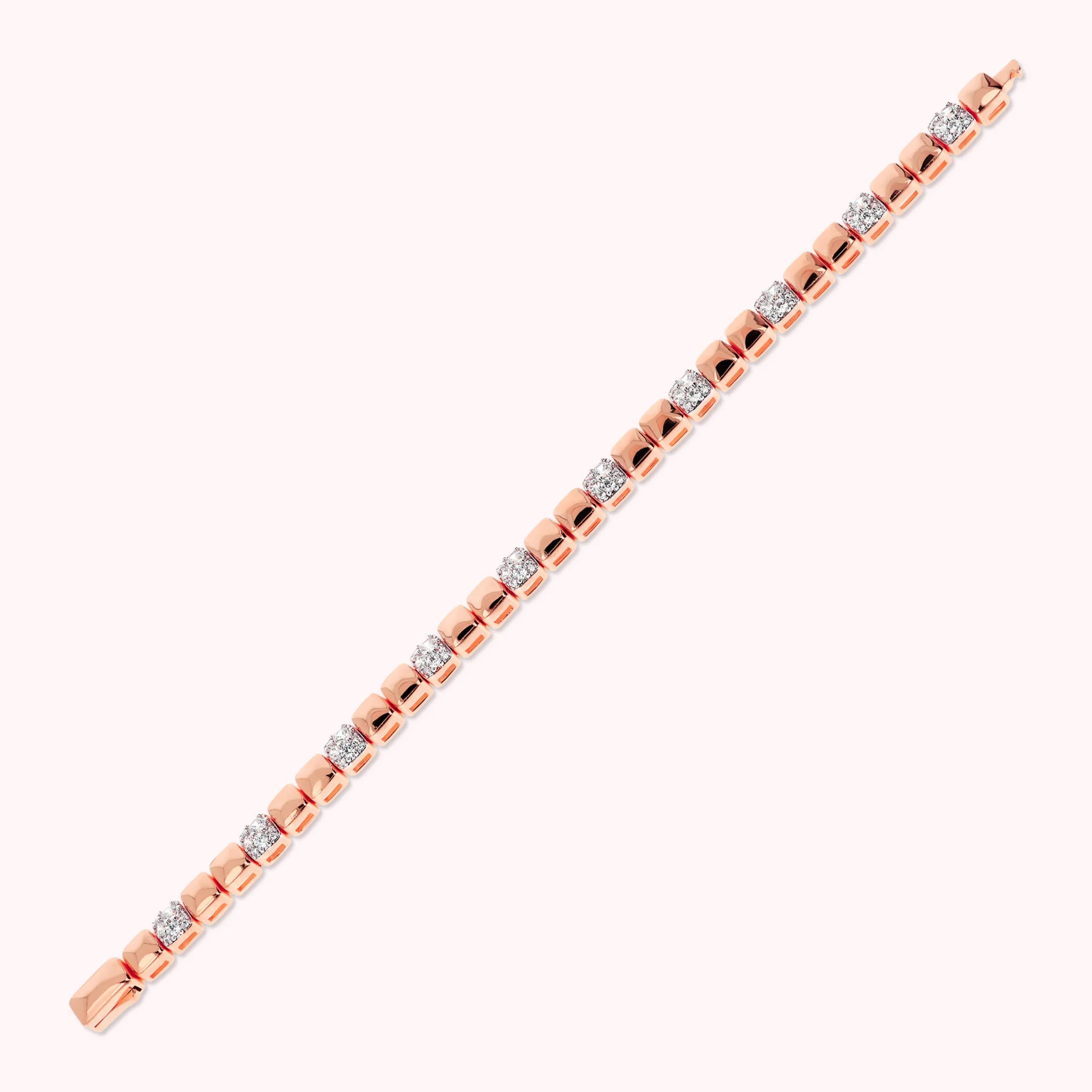 Cubic Zirconia Pave and Polished Square Elements Bracelet