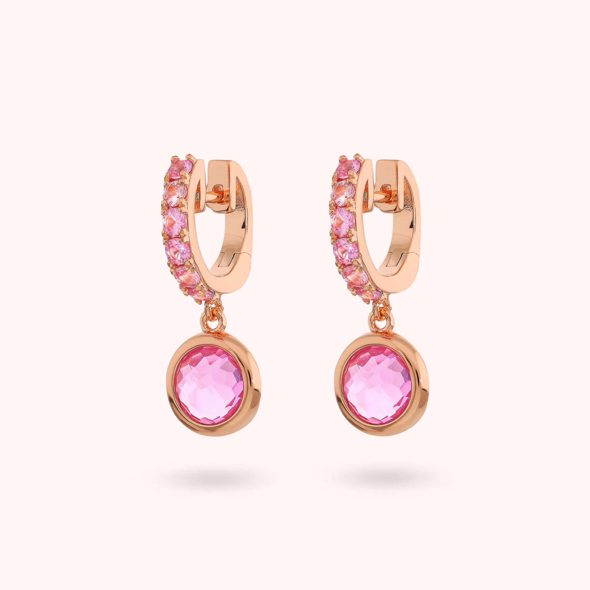 Orecchini Pendenti con Cubic Zirconia e Prisma Gem Tonde