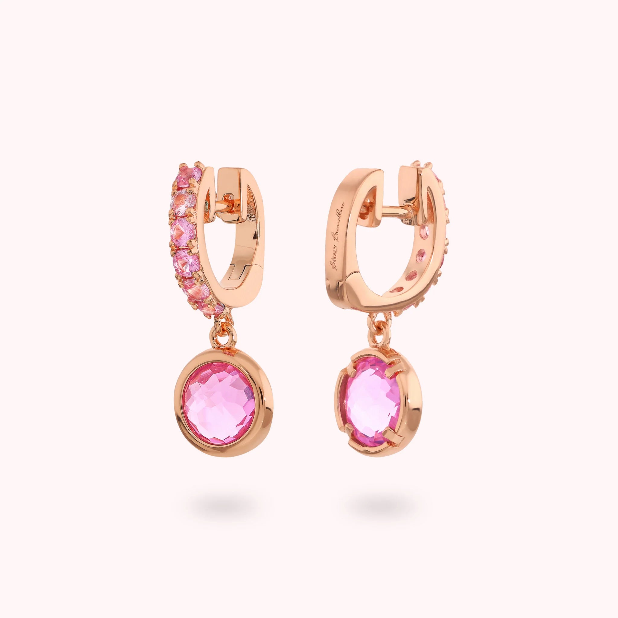 Orecchini Pendenti con Cubic Zirconia e Prisma Gem Tonde