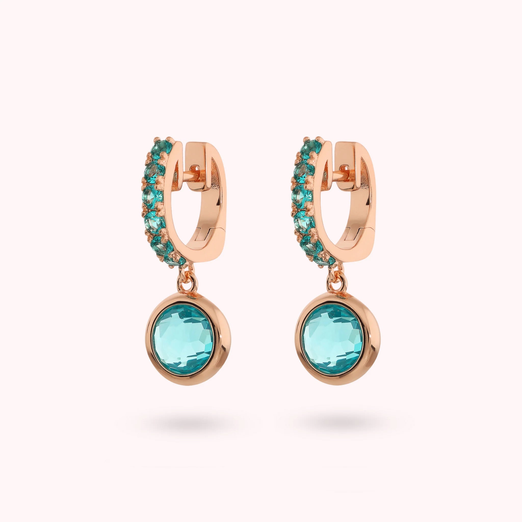 Orecchini Pendenti con Cubic Zirconia e Prisma Gem Tonde
