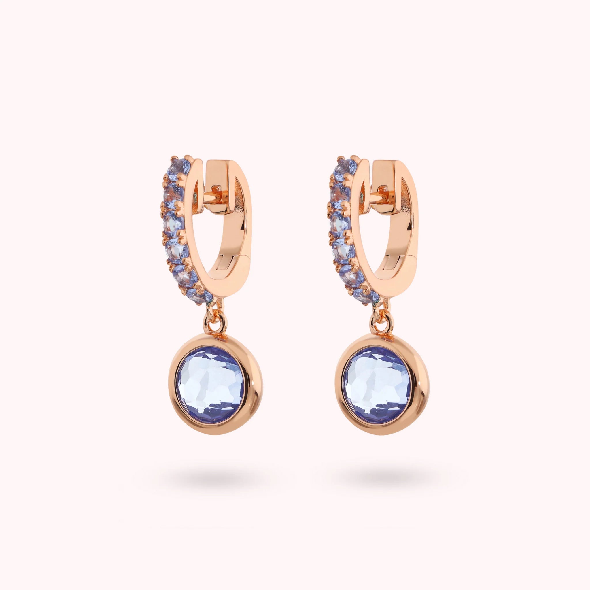 Orecchini Pendenti con Cubic Zirconia e Prisma Gem Tonde