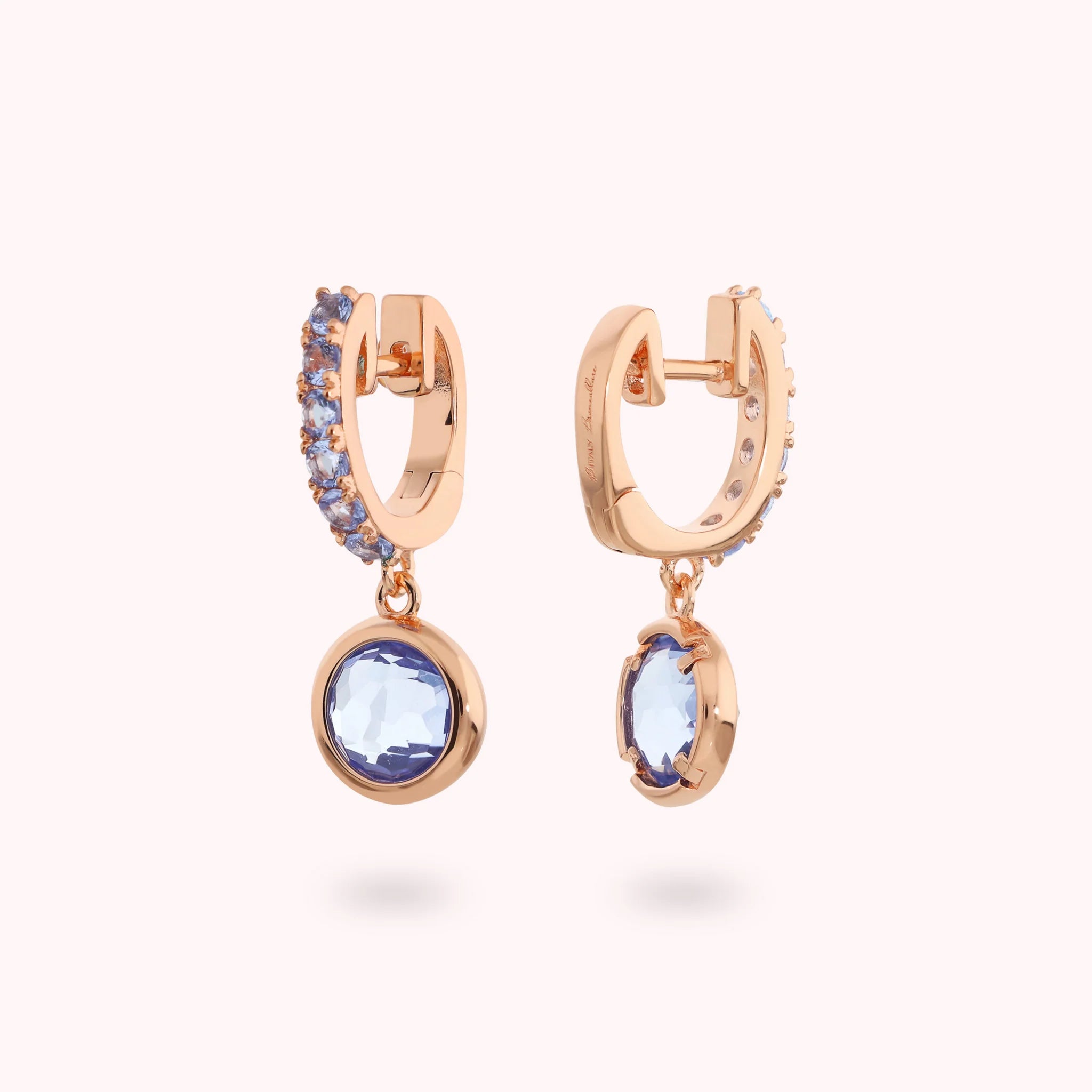 Orecchini Pendenti con Cubic Zirconia e Prisma Gem Tonde