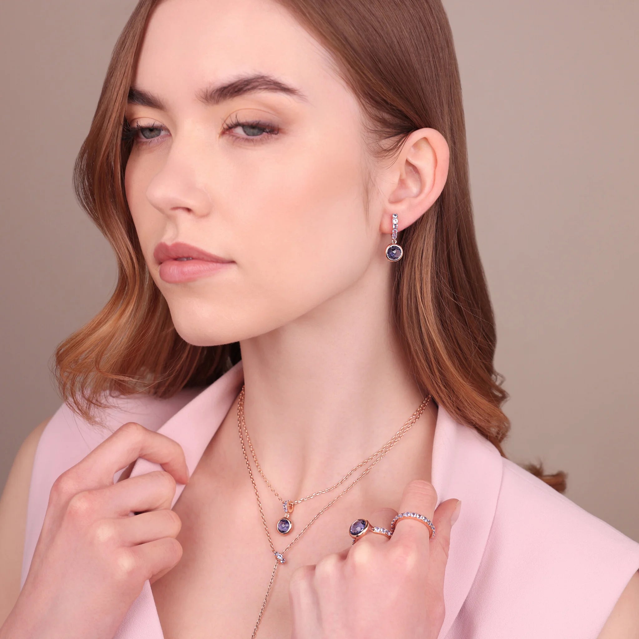 Orecchini Pendenti con Cubic Zirconia e Prisma Gem Tonde