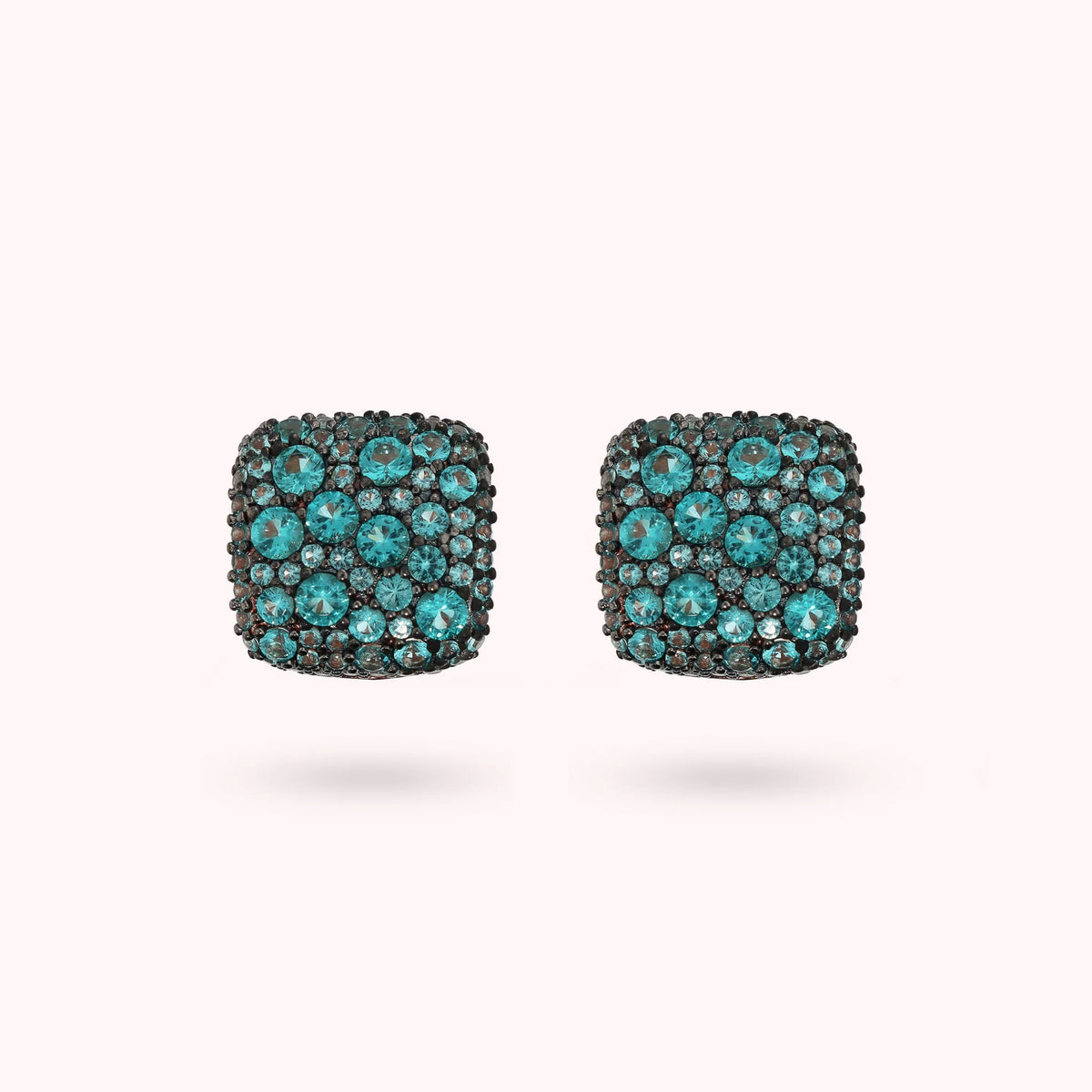 Square Lobe Earrings with Cubic Zirconia Pavé