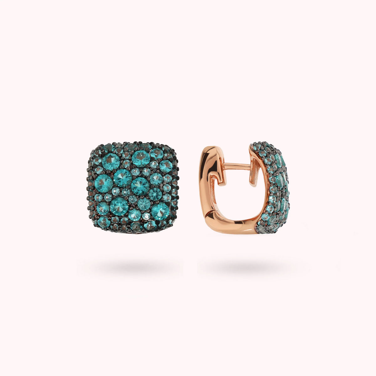 Square Lobe Earrings with Cubic Zirconia Pavé