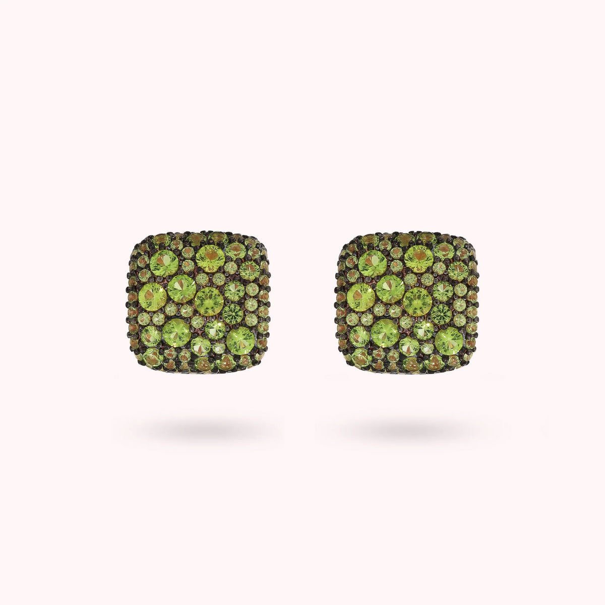 Square Lobe Earrings with Cubic Zirconia Pavé