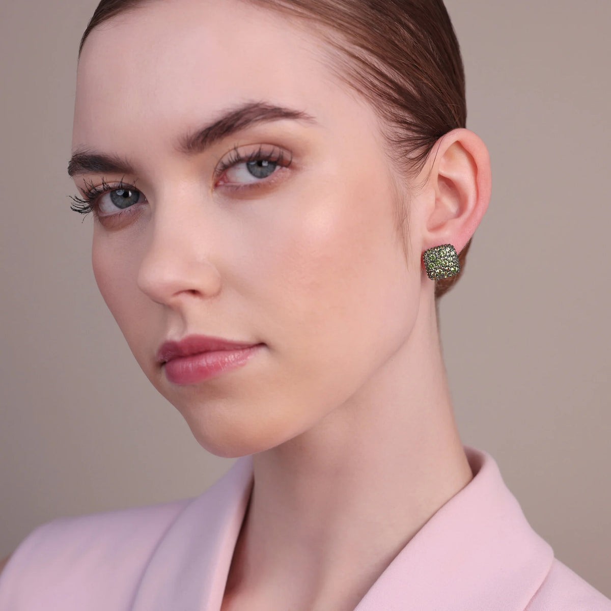 Square Lobe Earrings with Cubic Zirconia Pavé