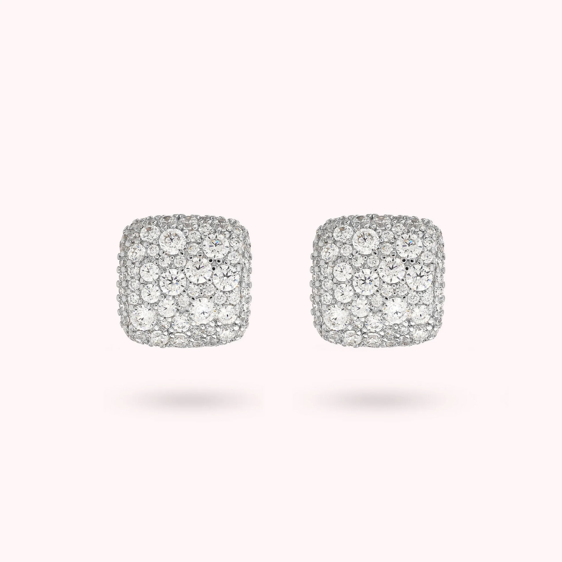 Square Lobe Earrings with Cubic Zirconia Pavé