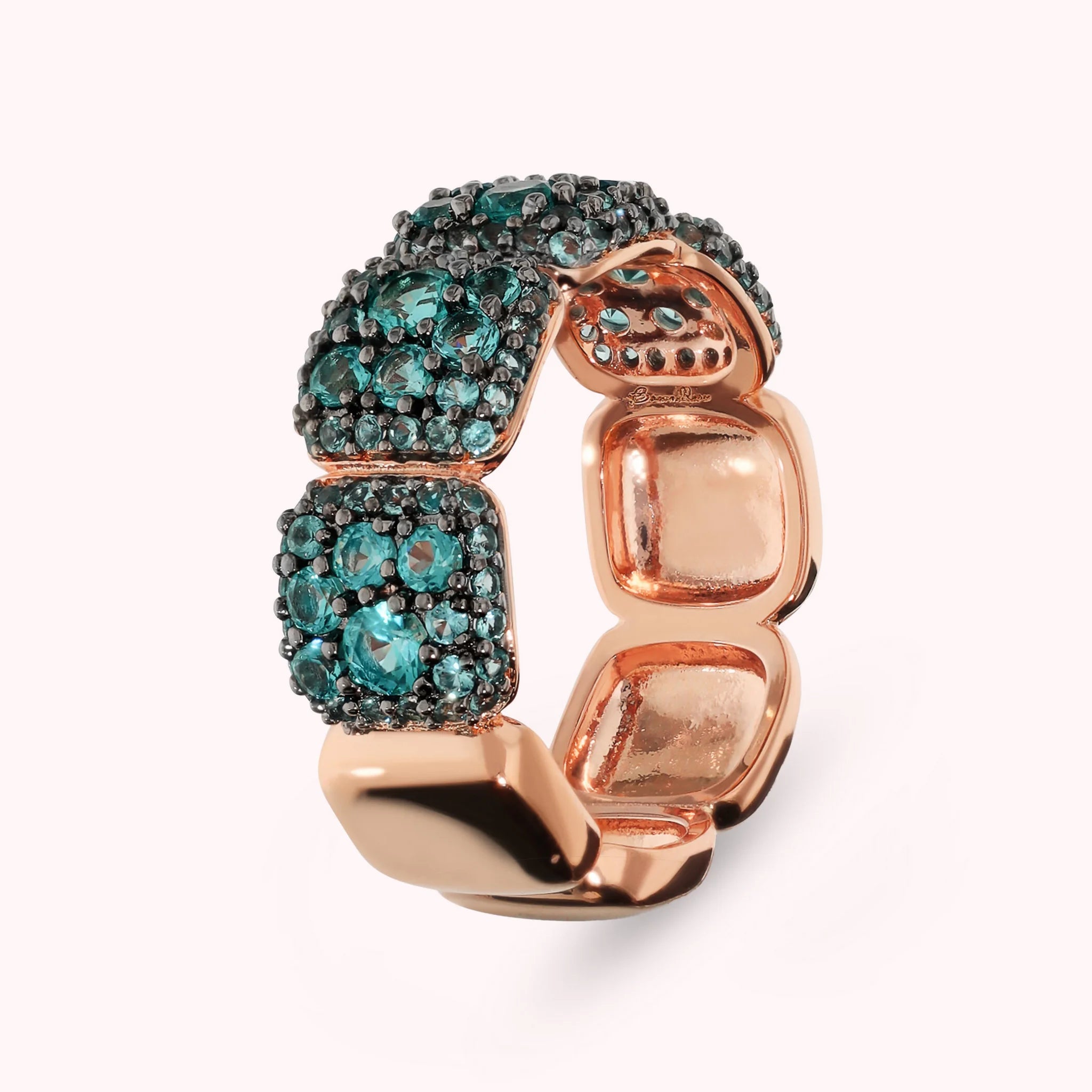 Band Ring with Cubic Zirconia Pavé Square Elements