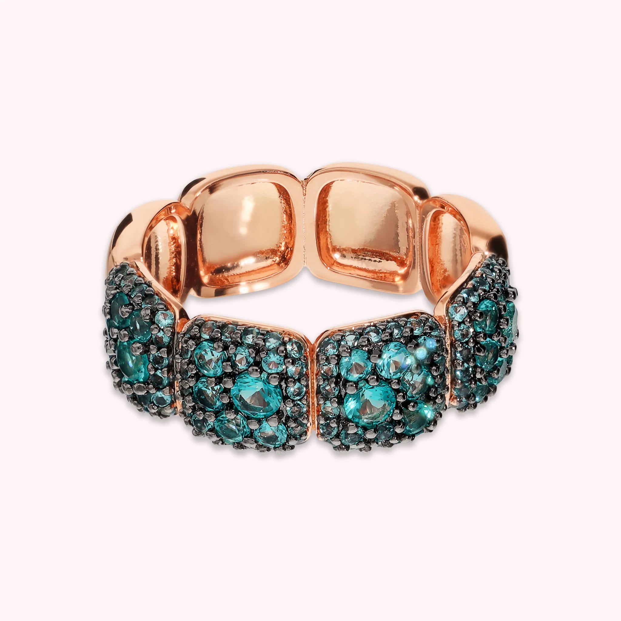 Band Ring with Cubic Zirconia Pavé Square Elements