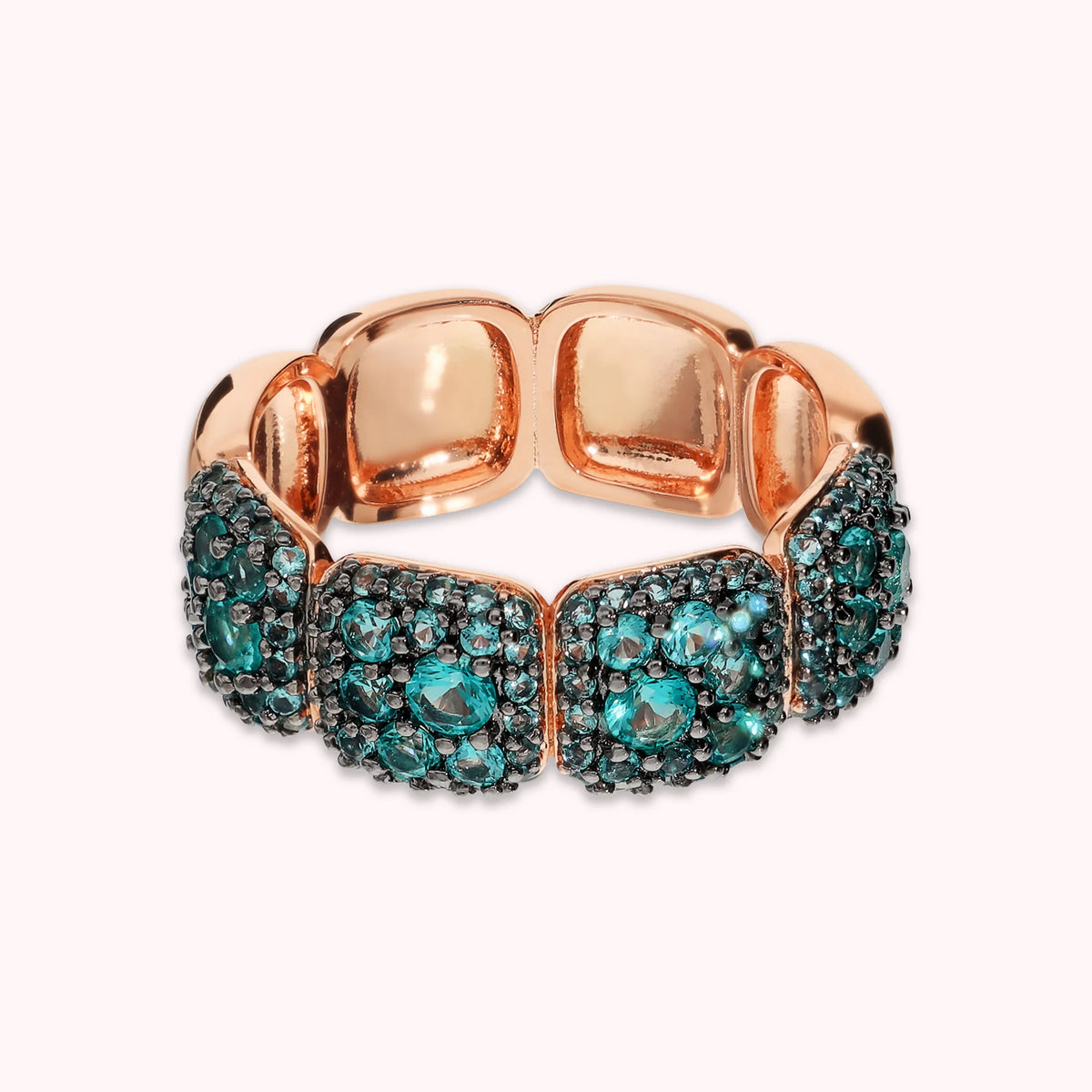 Band Ring with Cubic Zirconia Pavé Square Elements