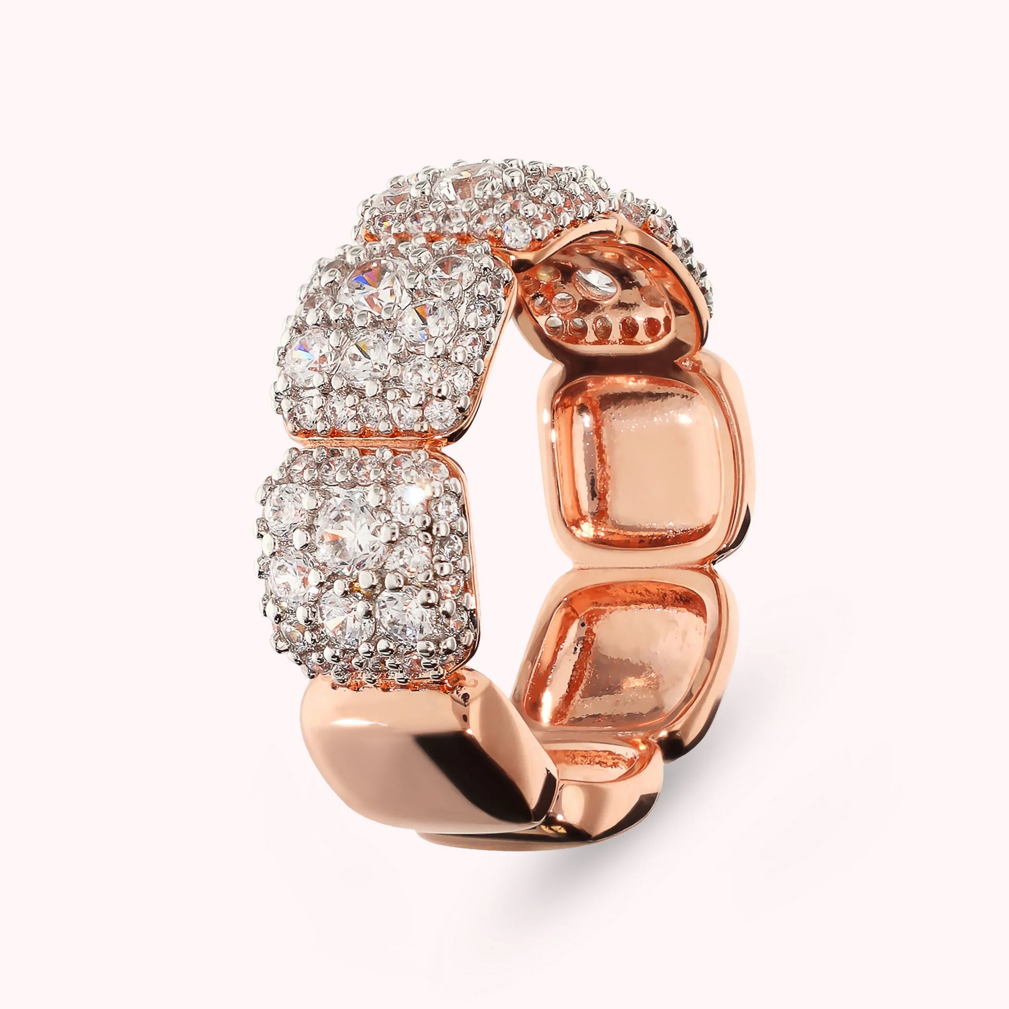 Band Ring with Cubic Zirconia Pavé Square Elements