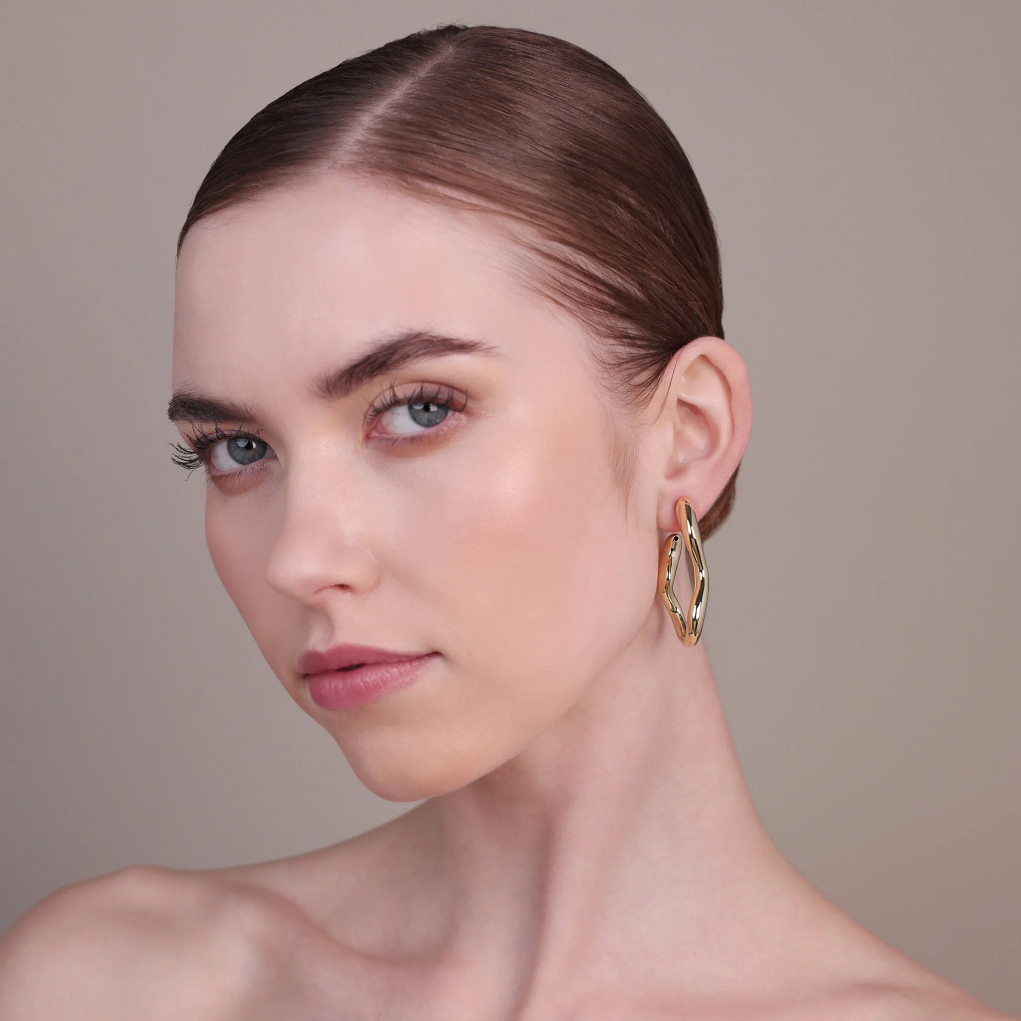 Golden Sinuous Drop Earrings