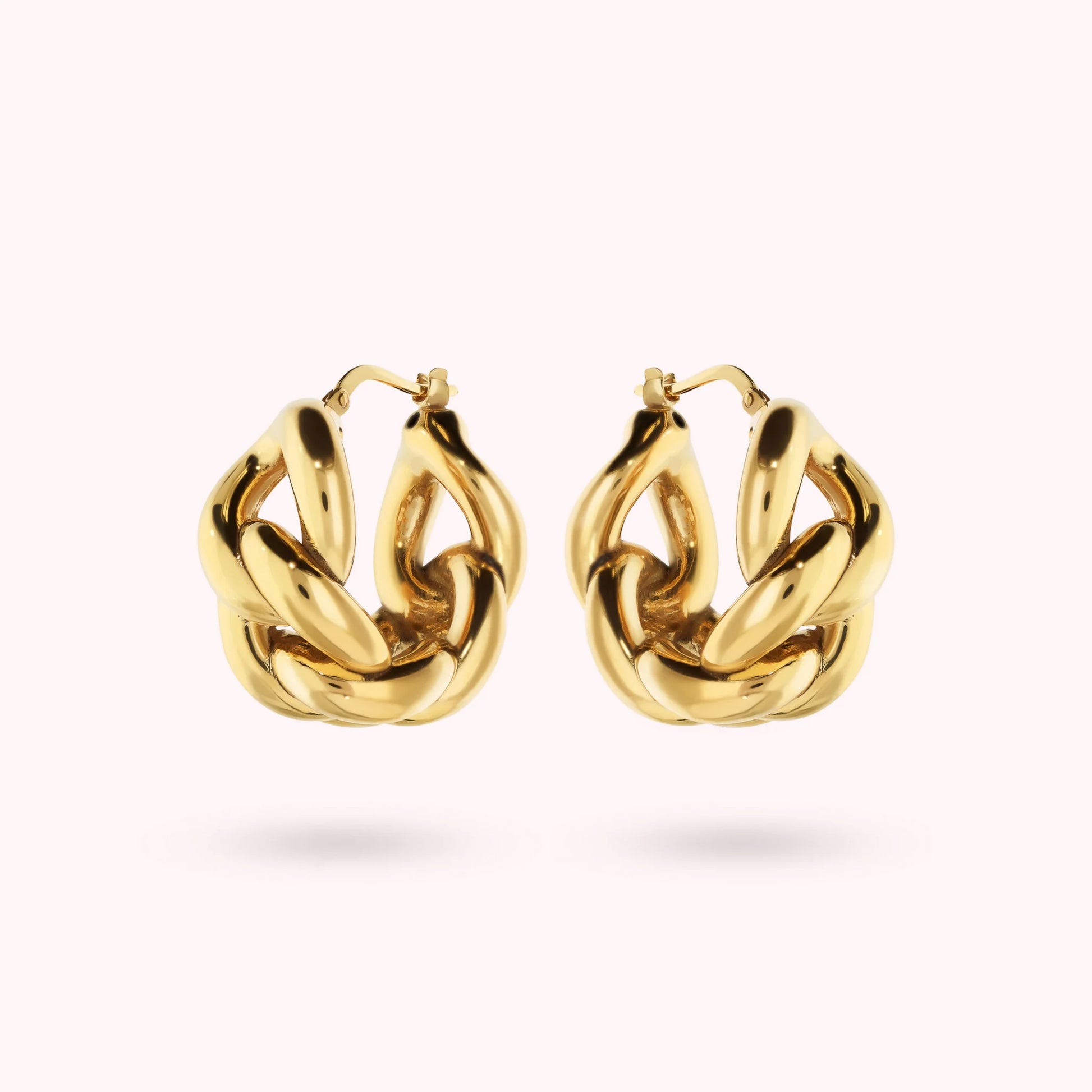 Golden Shiny Grumetta Chain Hoop Earrings