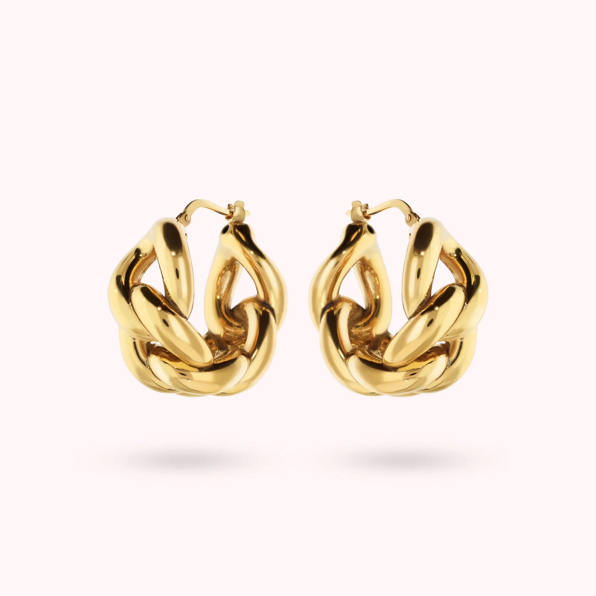Golden Shiny Grumetta Chain Hoop Earrings