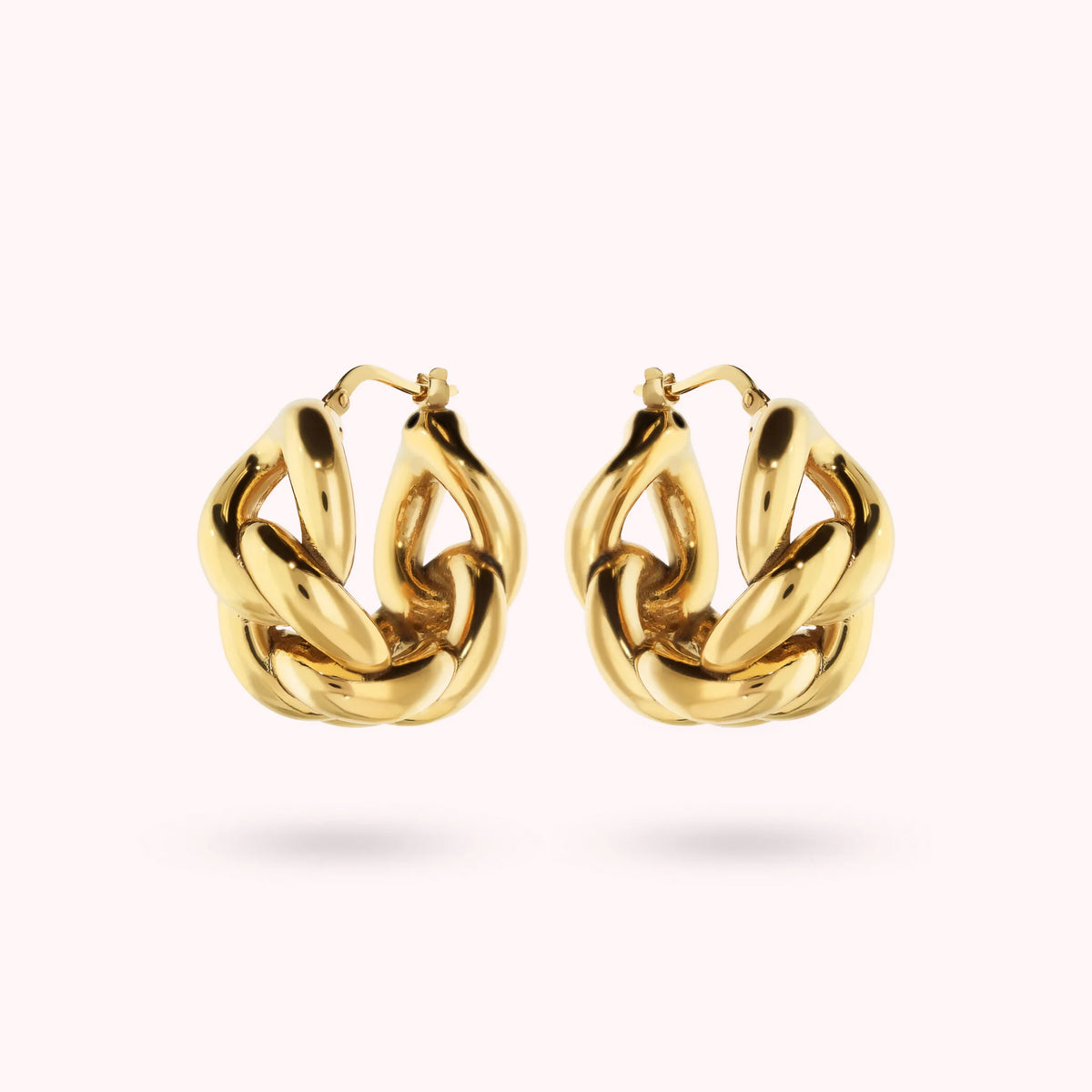 Golden Shiny Grumetta Chain Hoop Earrings
