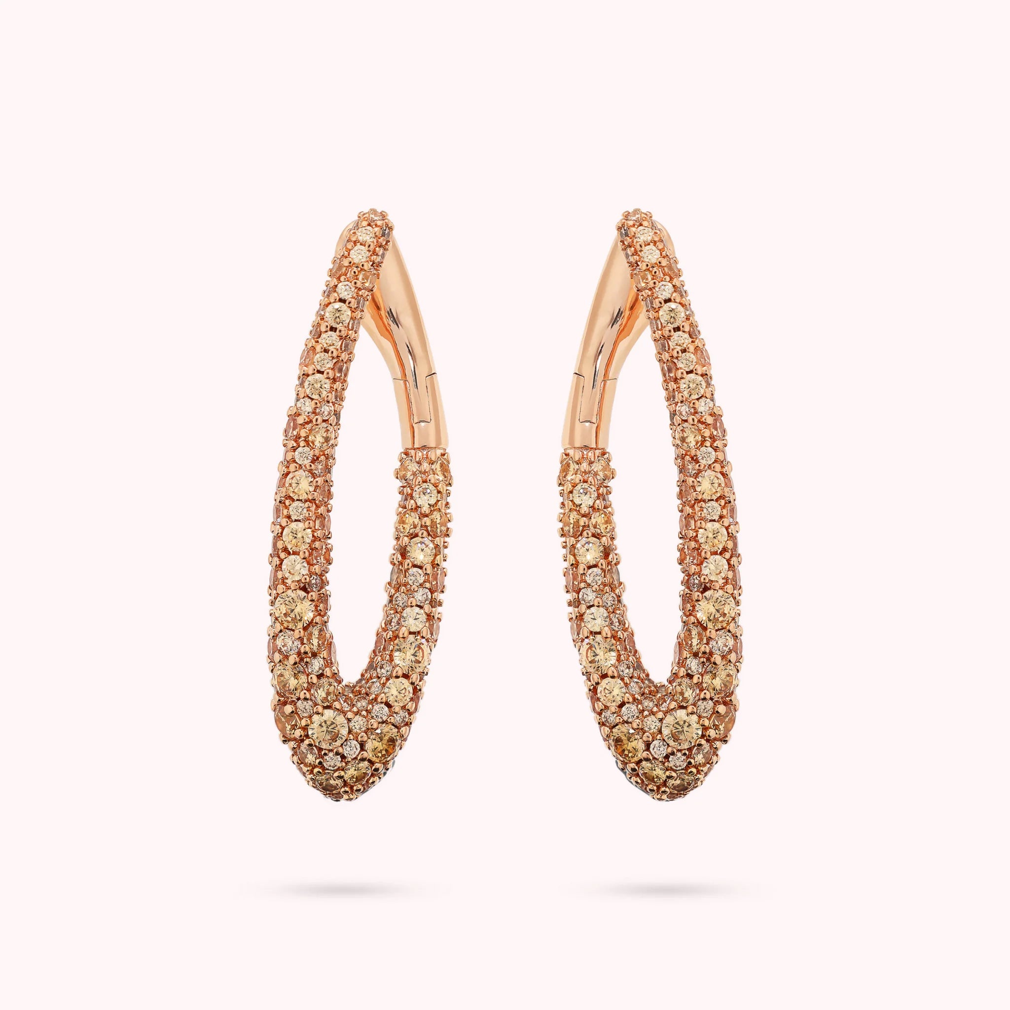 Oval Earrings in Cubic Zirconia Pavé