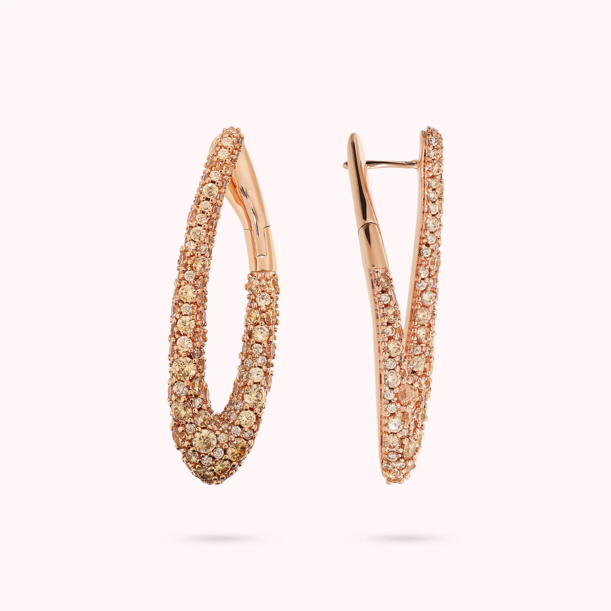 Oval Earrings in Cubic Zirconia Pavé