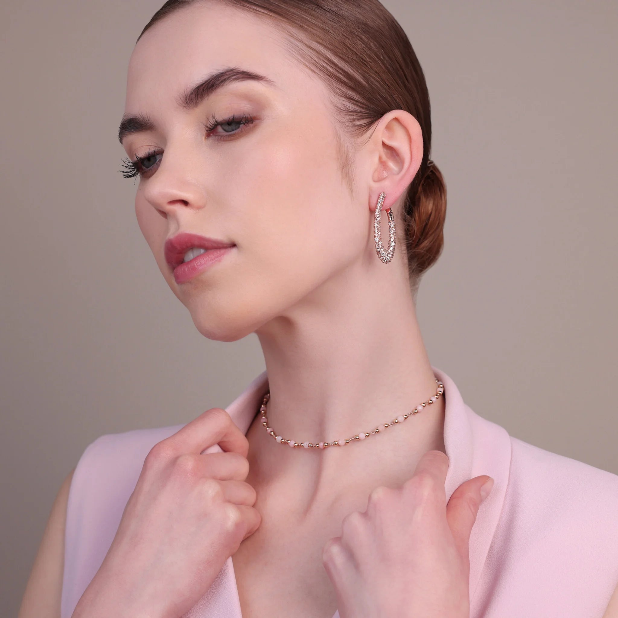 Oval Earrings in Cubic Zirconia Pavé