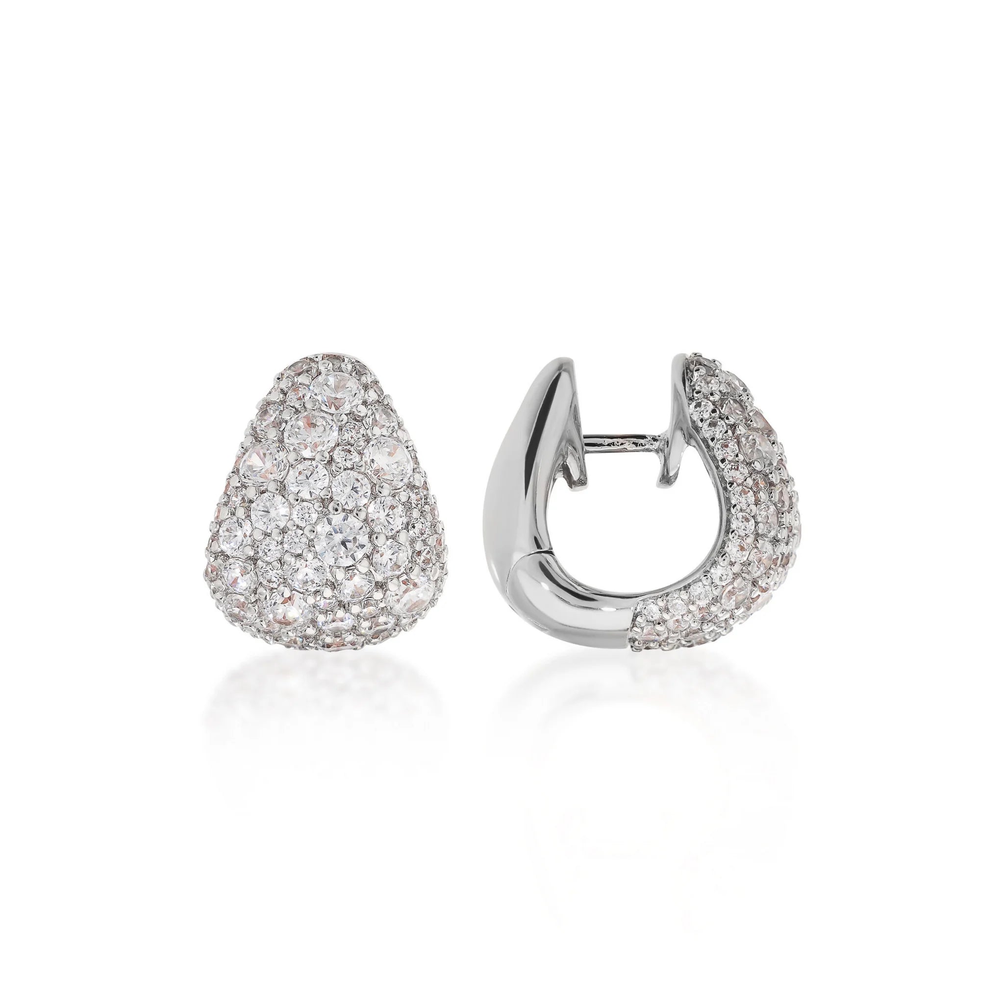 White Drop Earrings in Cubic Zirconia Pavé