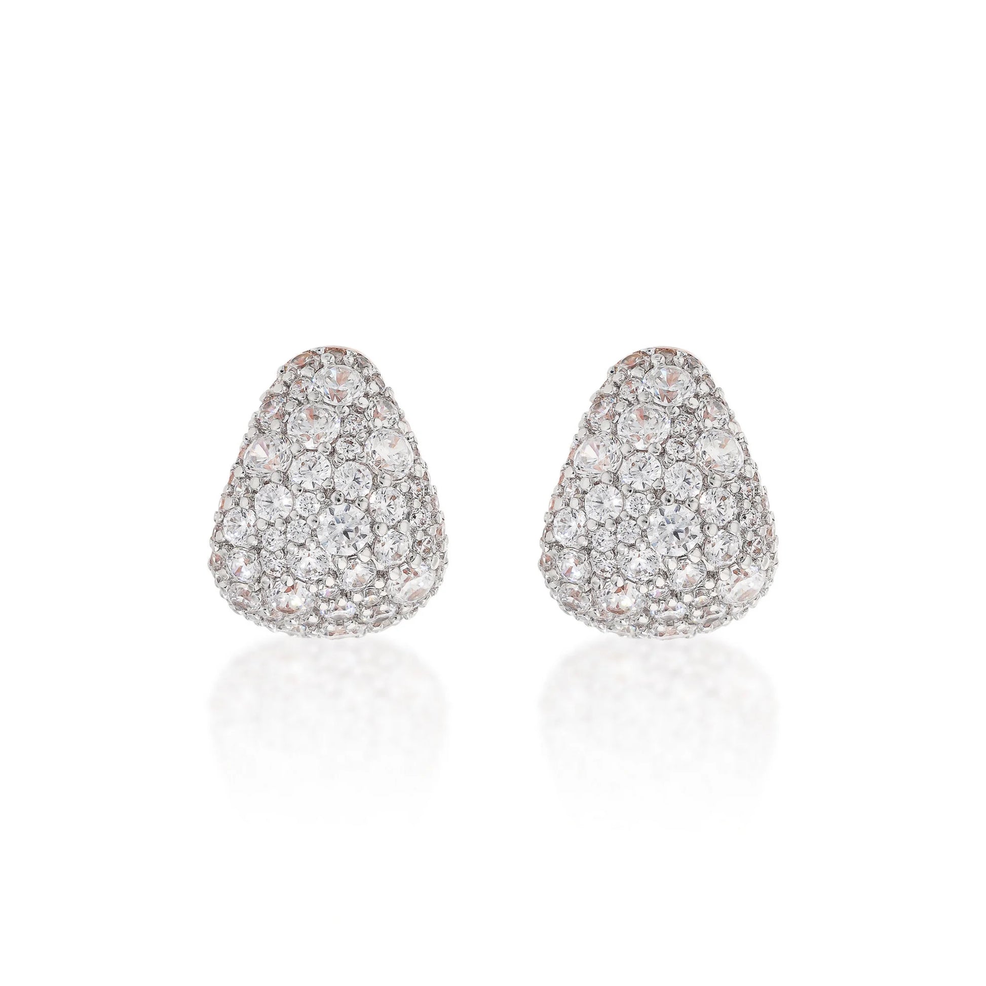 Weiße Tropfenohrringe mit Zirkonia-Pavé
