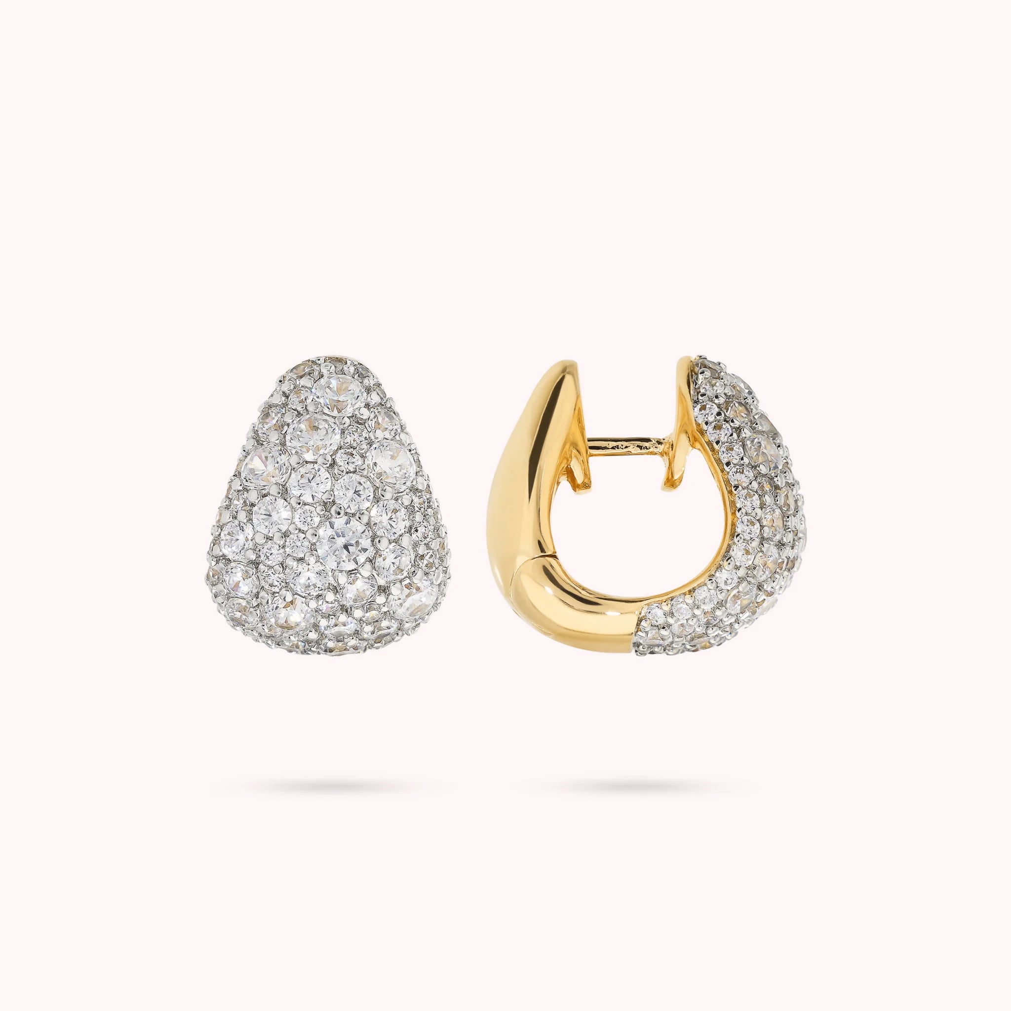 Orecchini a Goccia Golden in Pavé di Cubic Zirconia